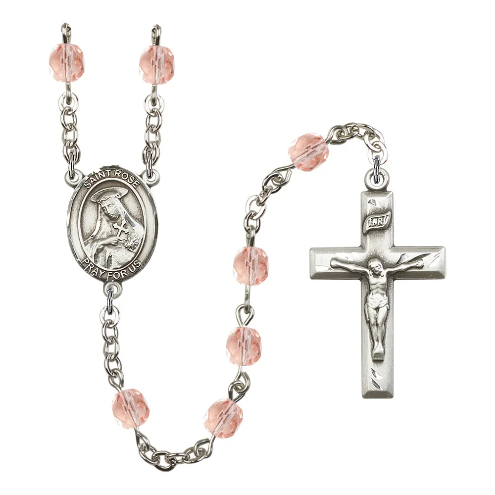 Bliss St. Rose of Lima Pink October Rosary 6mm