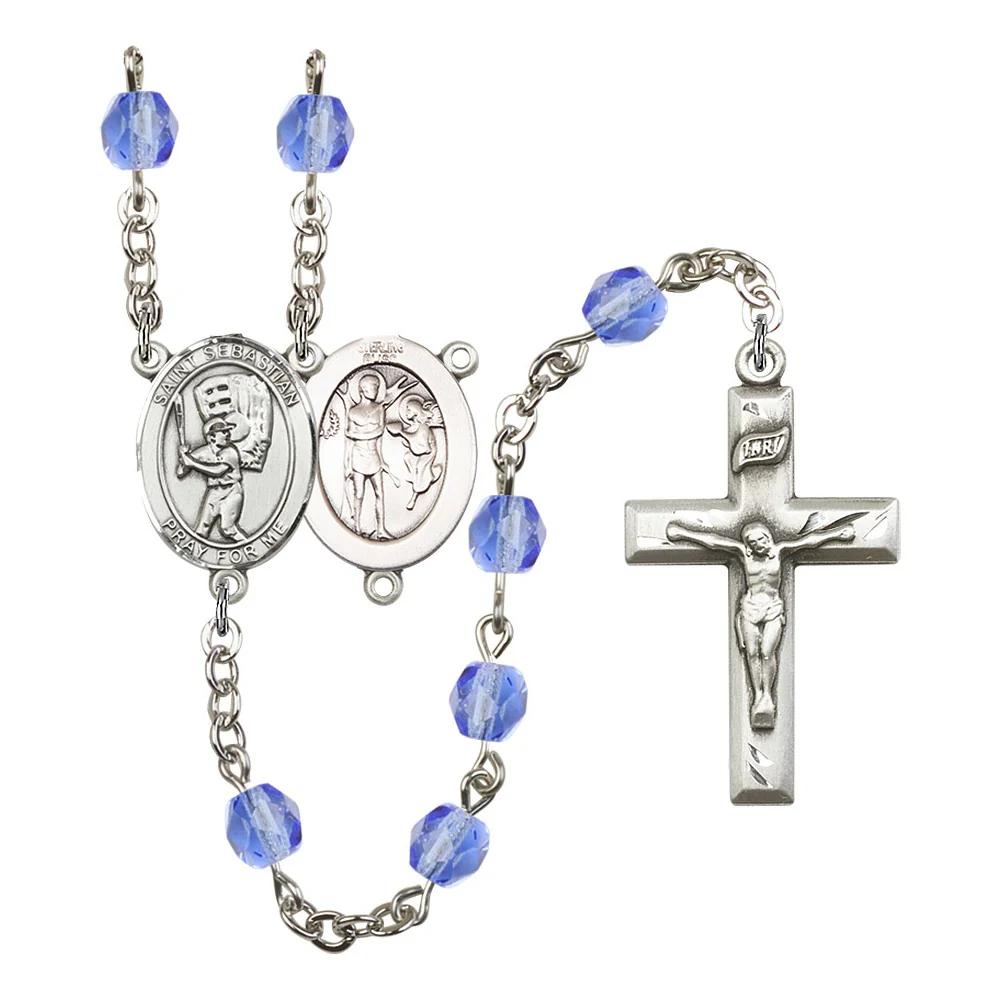 Bliss St. Sebastian Baseball Blue September Rosary 6mm
