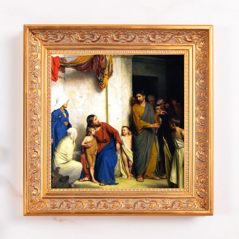Bloch's Let the Little Children Come Unto Me Framed Canvas - Sacred Mini Collection - Image 2
