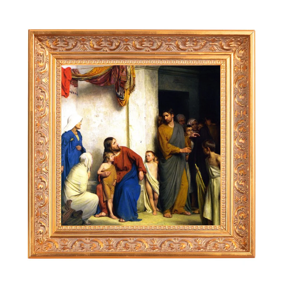 Bloch's Let the Little Children Come Unto Me Framed Canvas - Sacred Mini Collection - Image 3