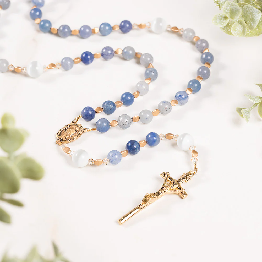 Blue Aventurine Mary Mother of God Rosary - Image 2
