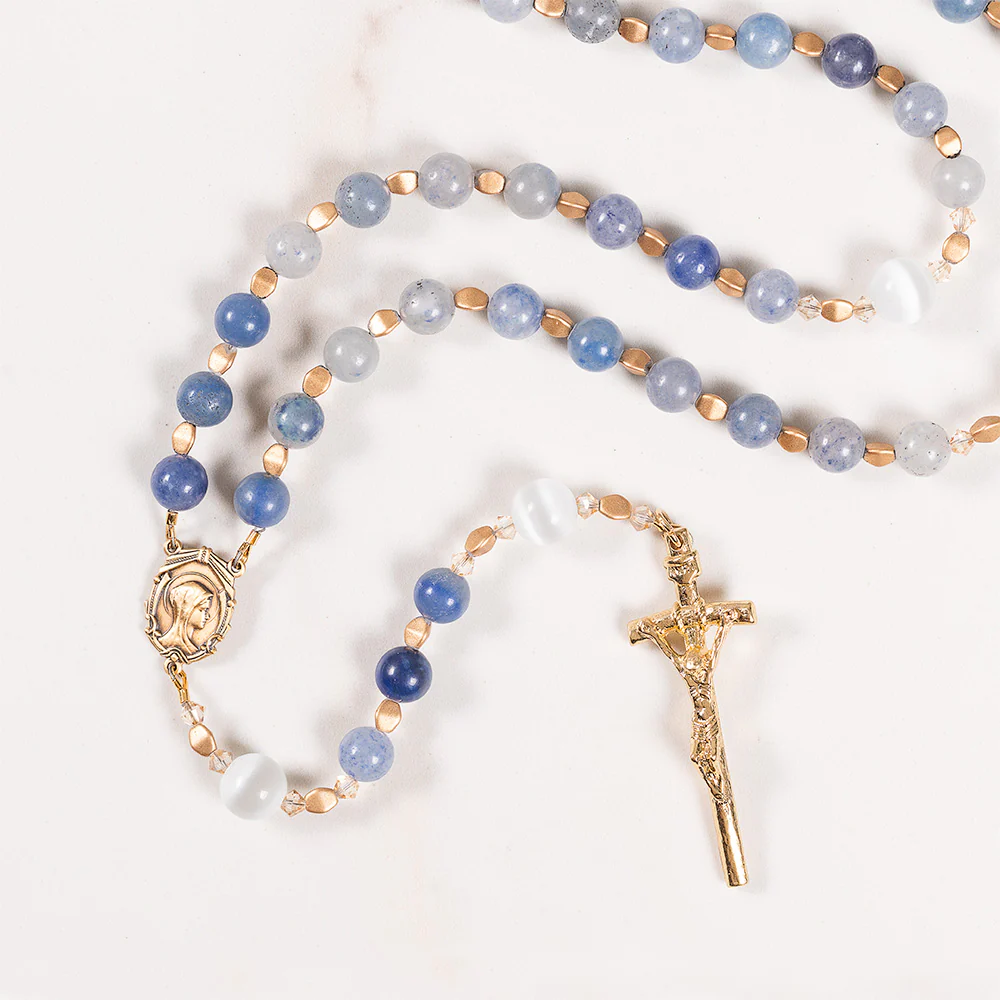 Blue Aventurine Mary Mother of God Rosary - Image 3