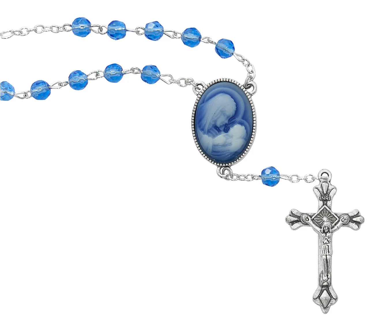 Blue Cameo Auto Rosary - Image 2
