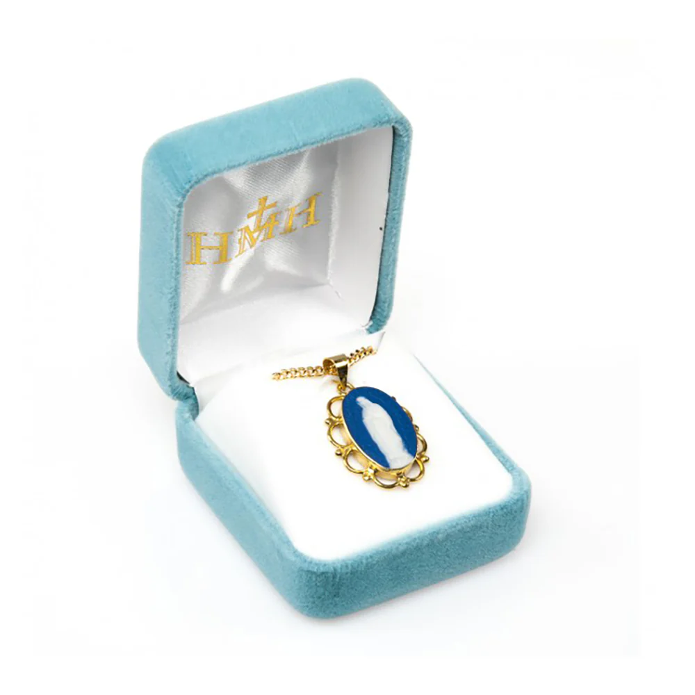 Blue Cameo Our Lady of Guadalupe Gold Necklace - Image 2