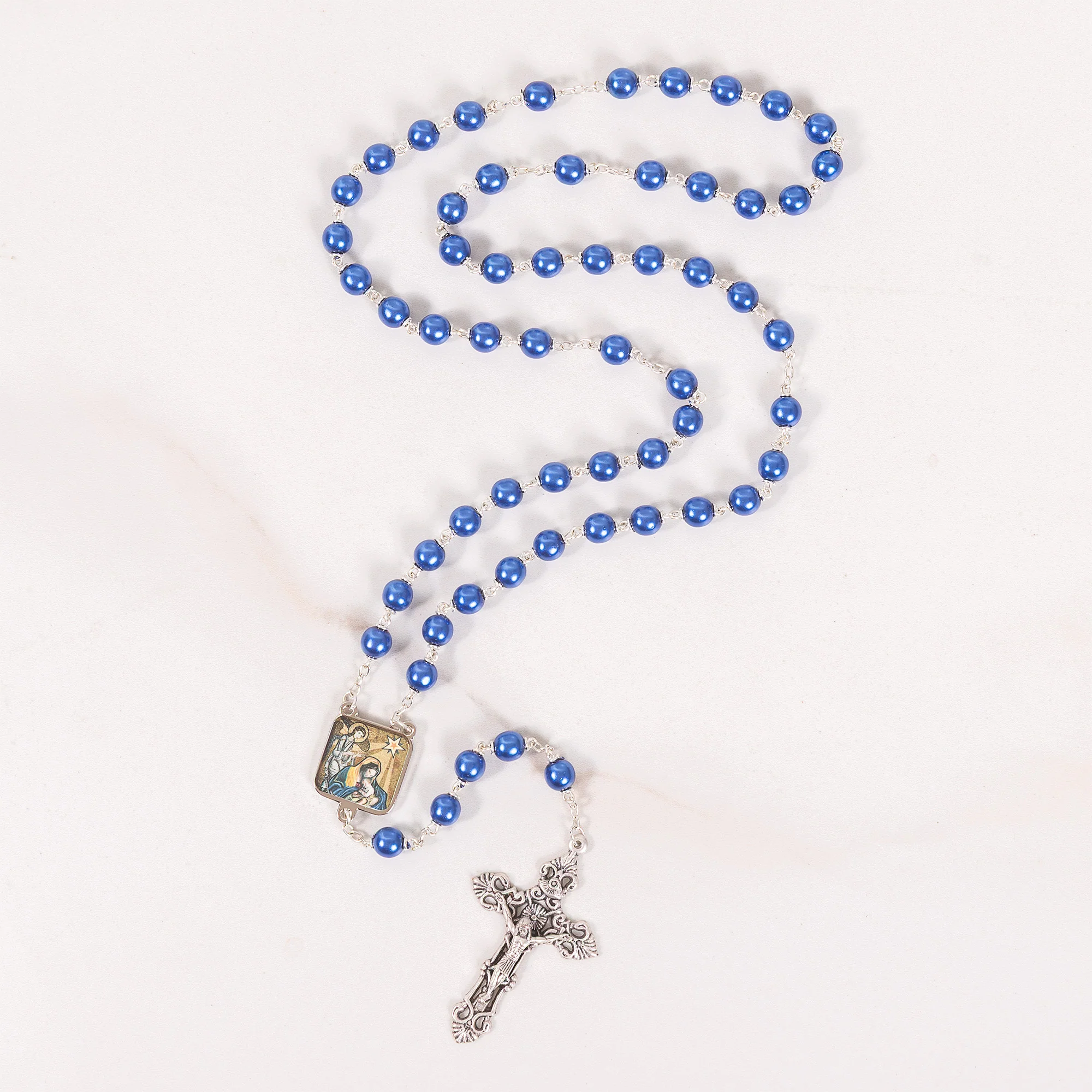 Blue Capped Star of Bethlehem Nativity Rosary - Image 2