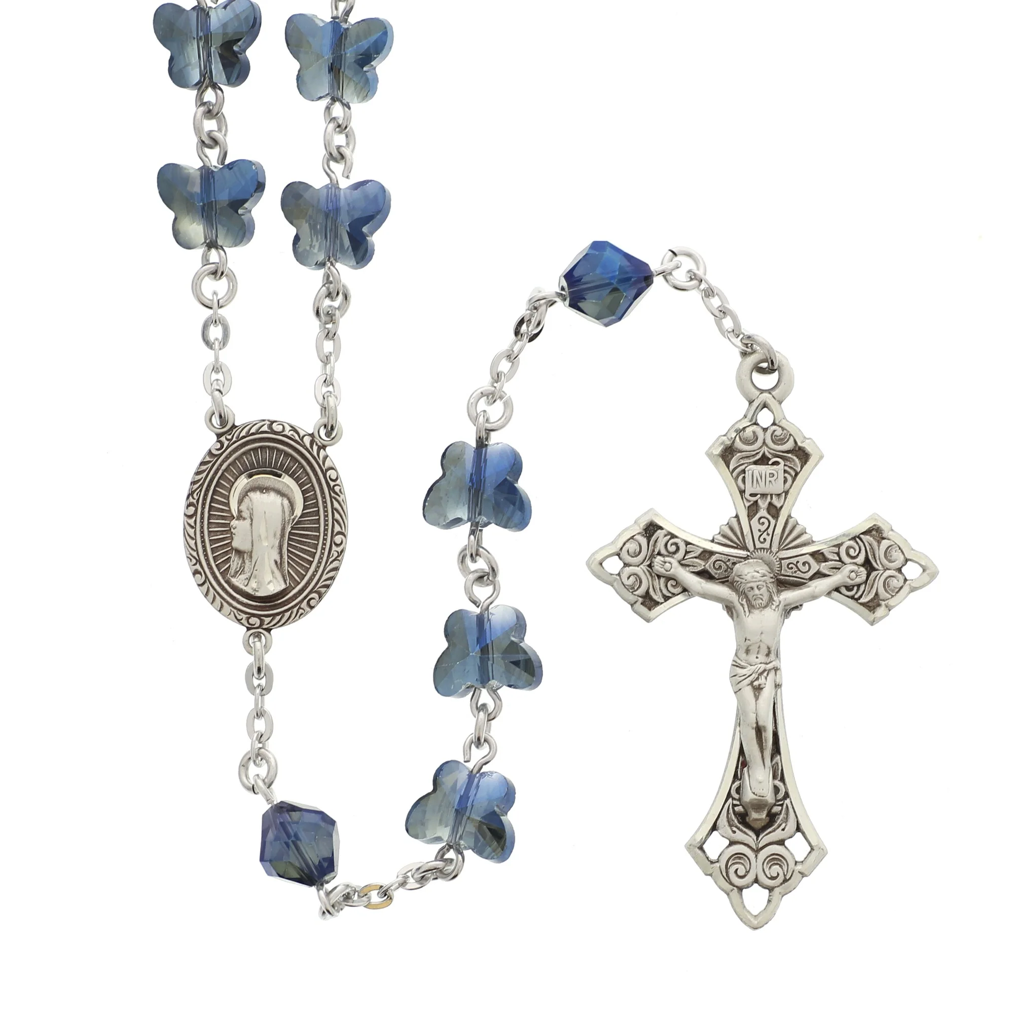 Blue Crystal Butterfly Rosary - Image 2