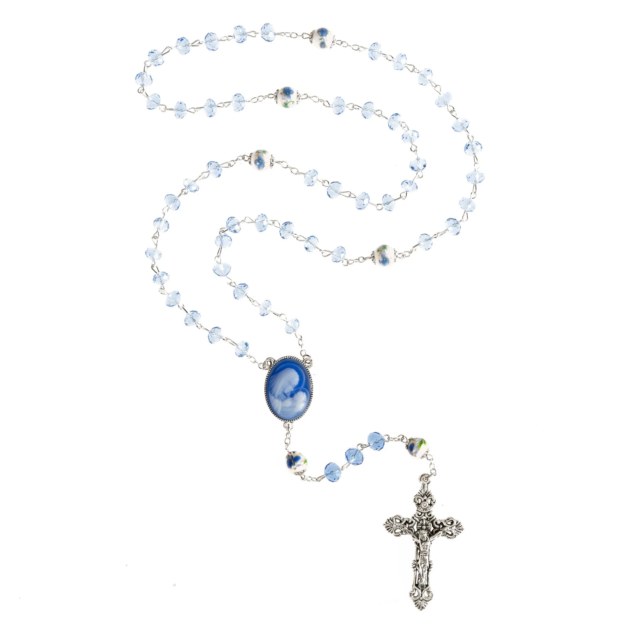 Blue Crystal Cameo Rosary - Image 2