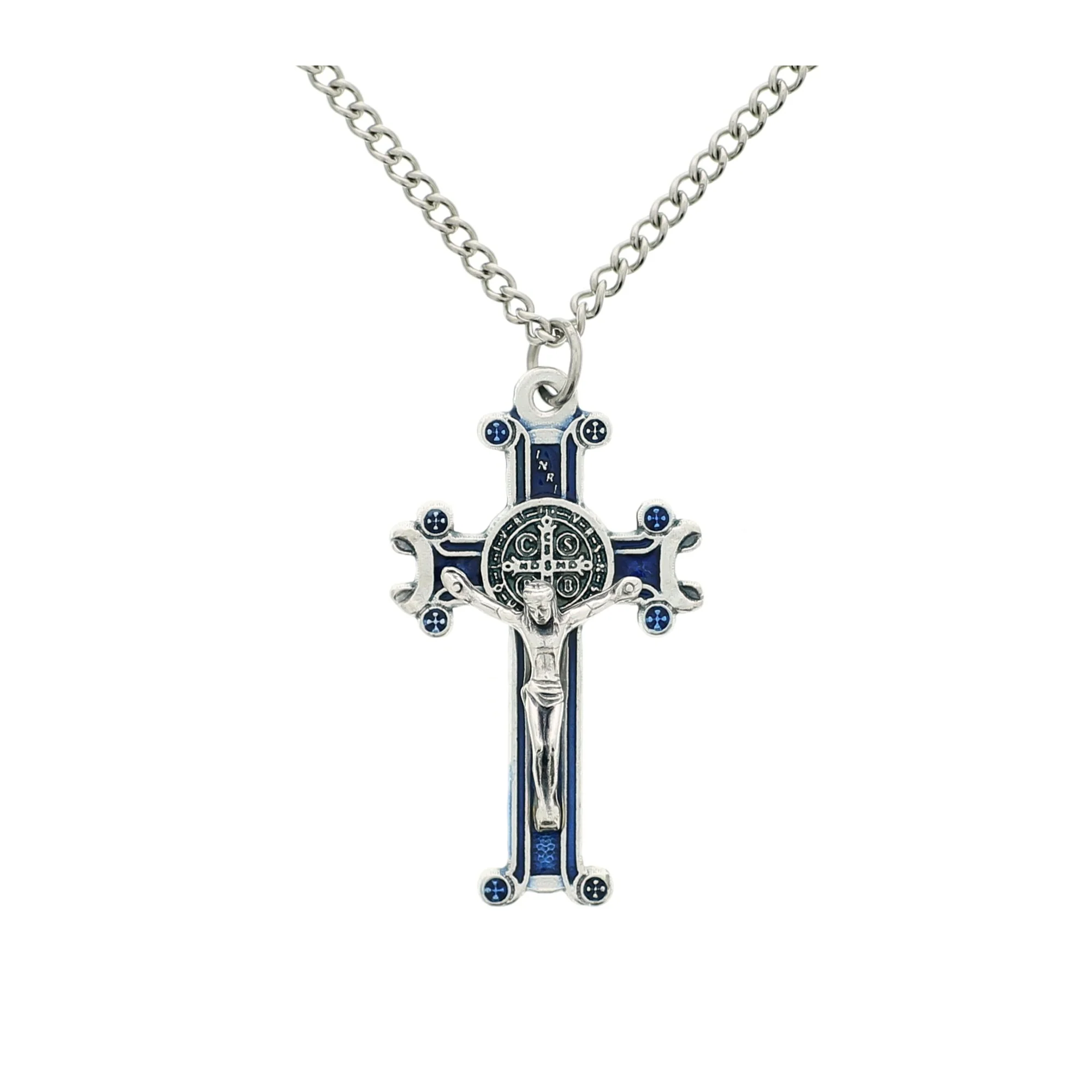 Blue Enamel St. Benedict Cross