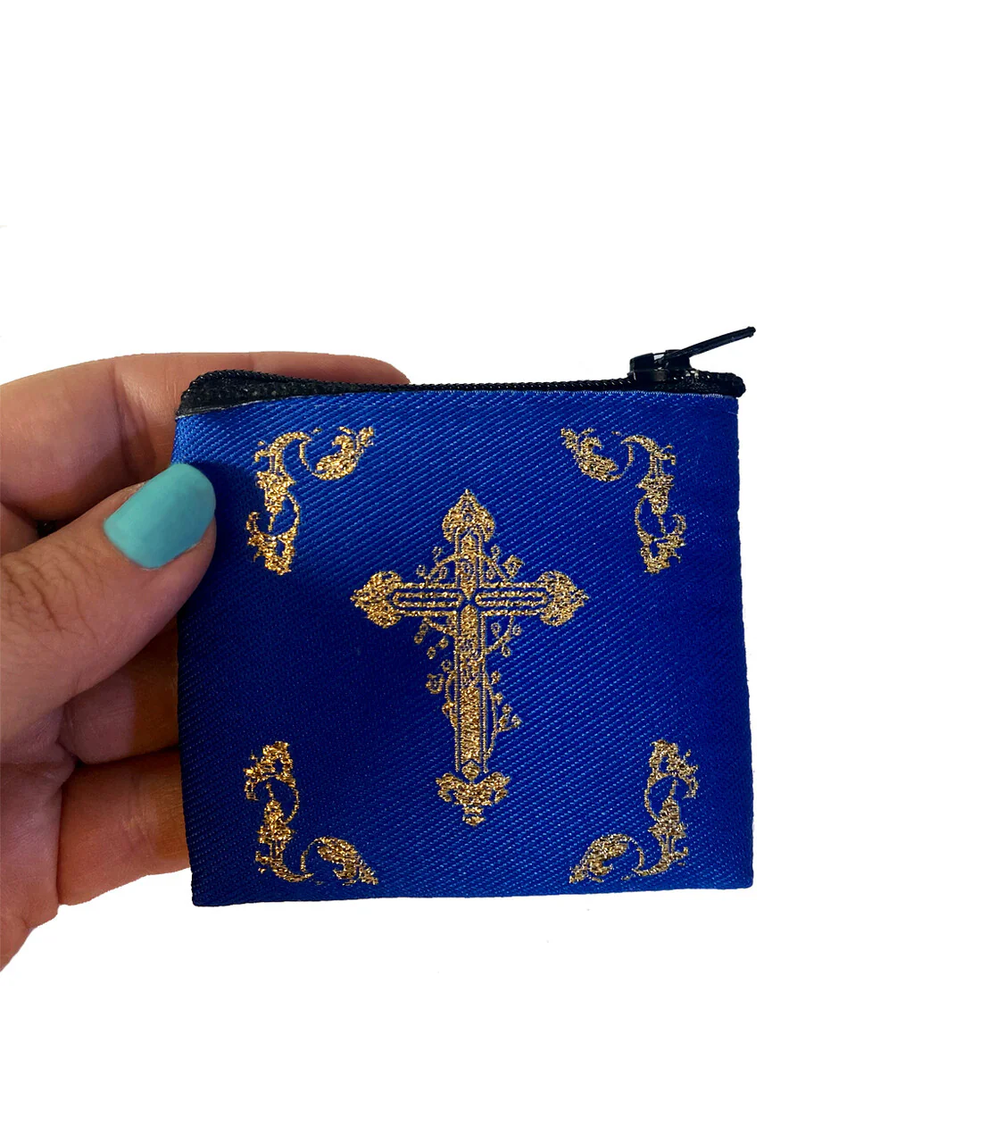 Blue & Gold Tapestry Rosary Pouch - Image 2