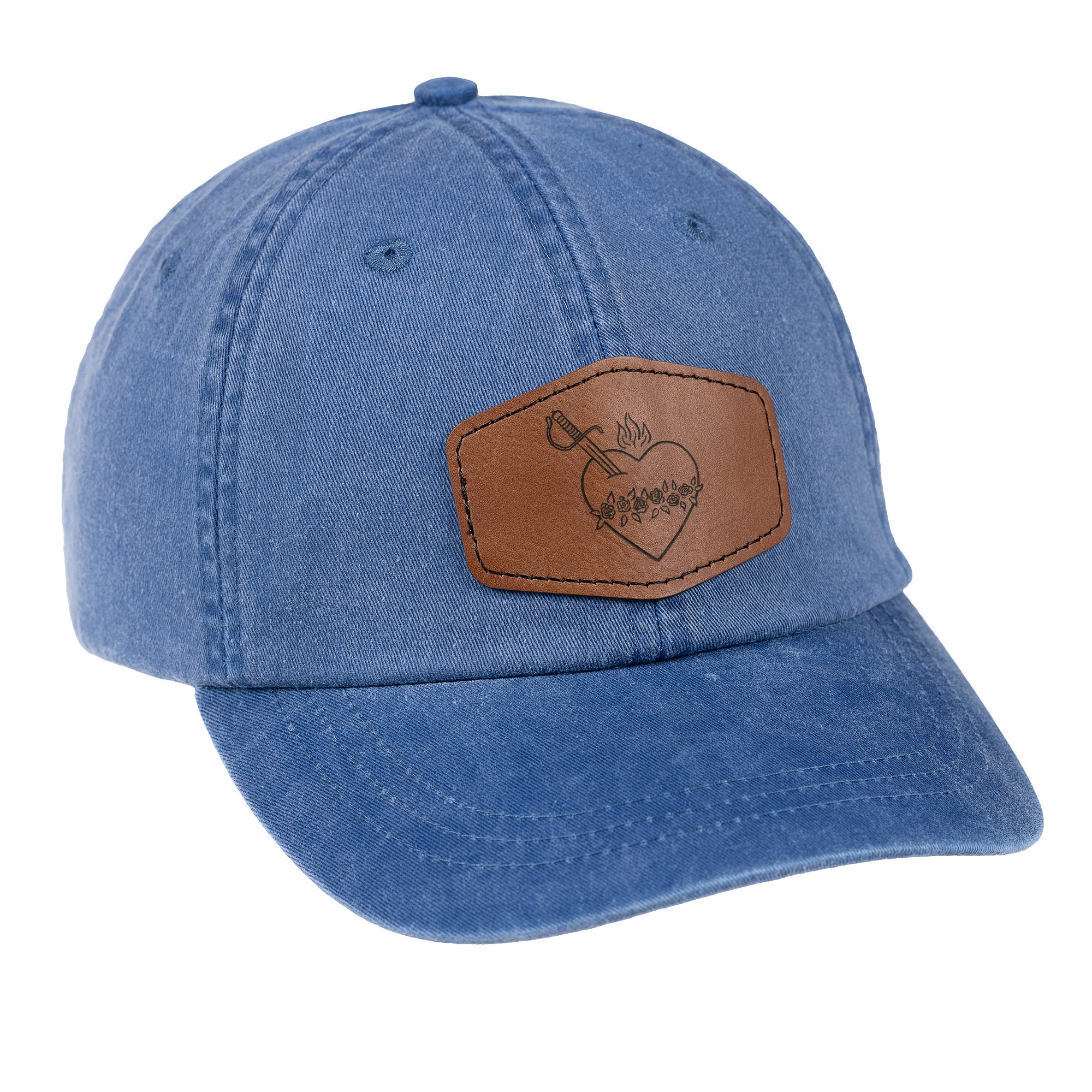 Blue Immaculate Heart of Mary Leather Patch Ball Cap - Image 2