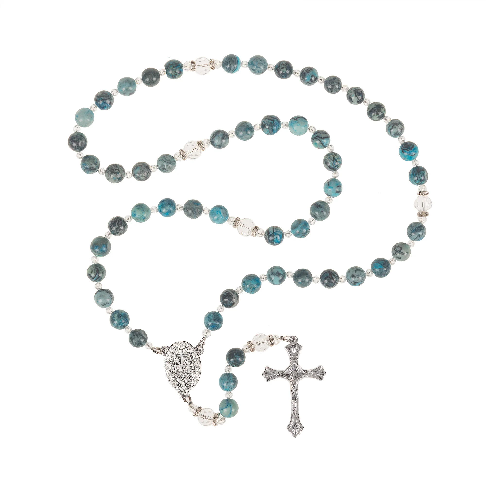 Blue Jade & Crystal Miraculous Rosary - Image 2
