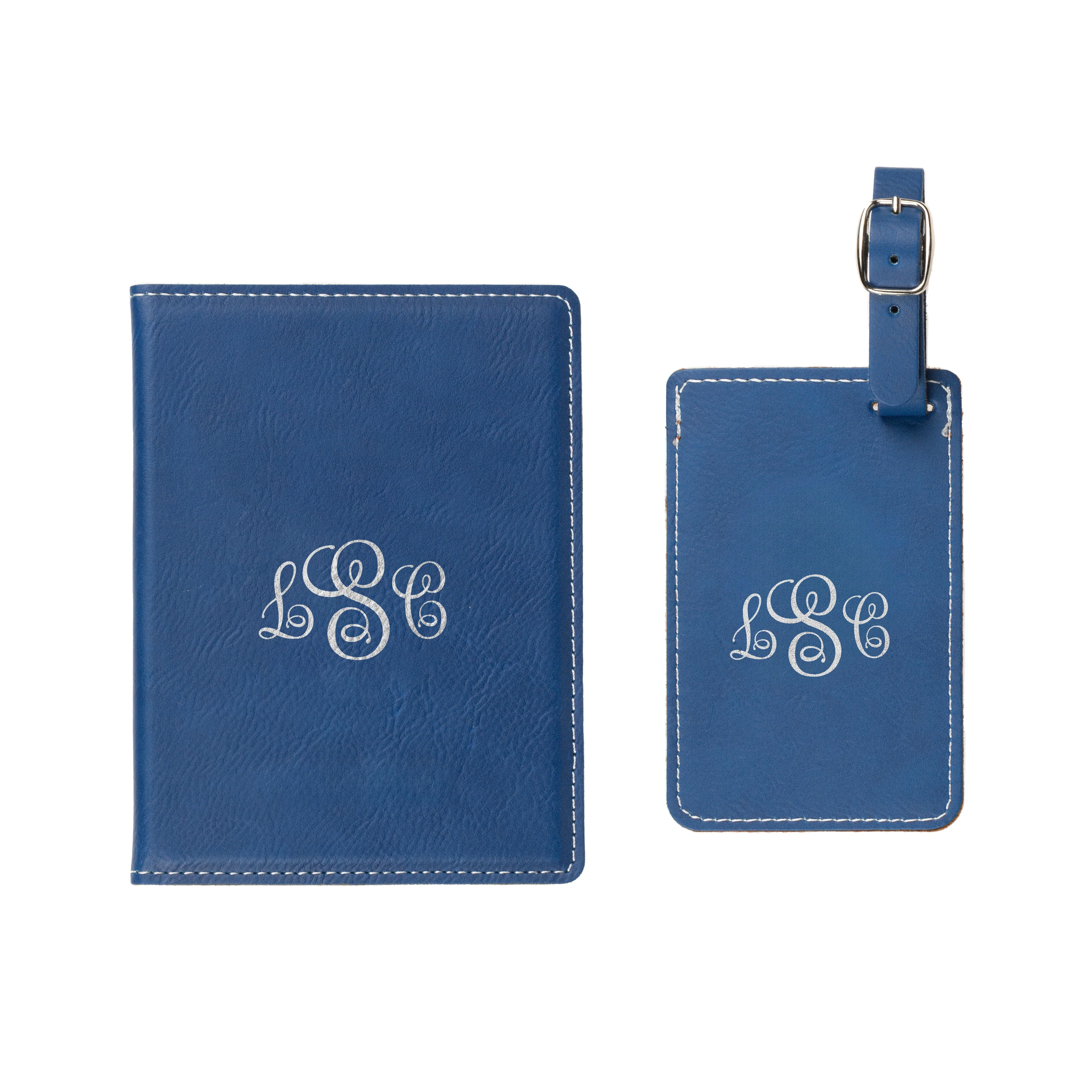 Blue Monogrammed Passport Cover & Luggage Tag Set - 2 Pieces - Image 2