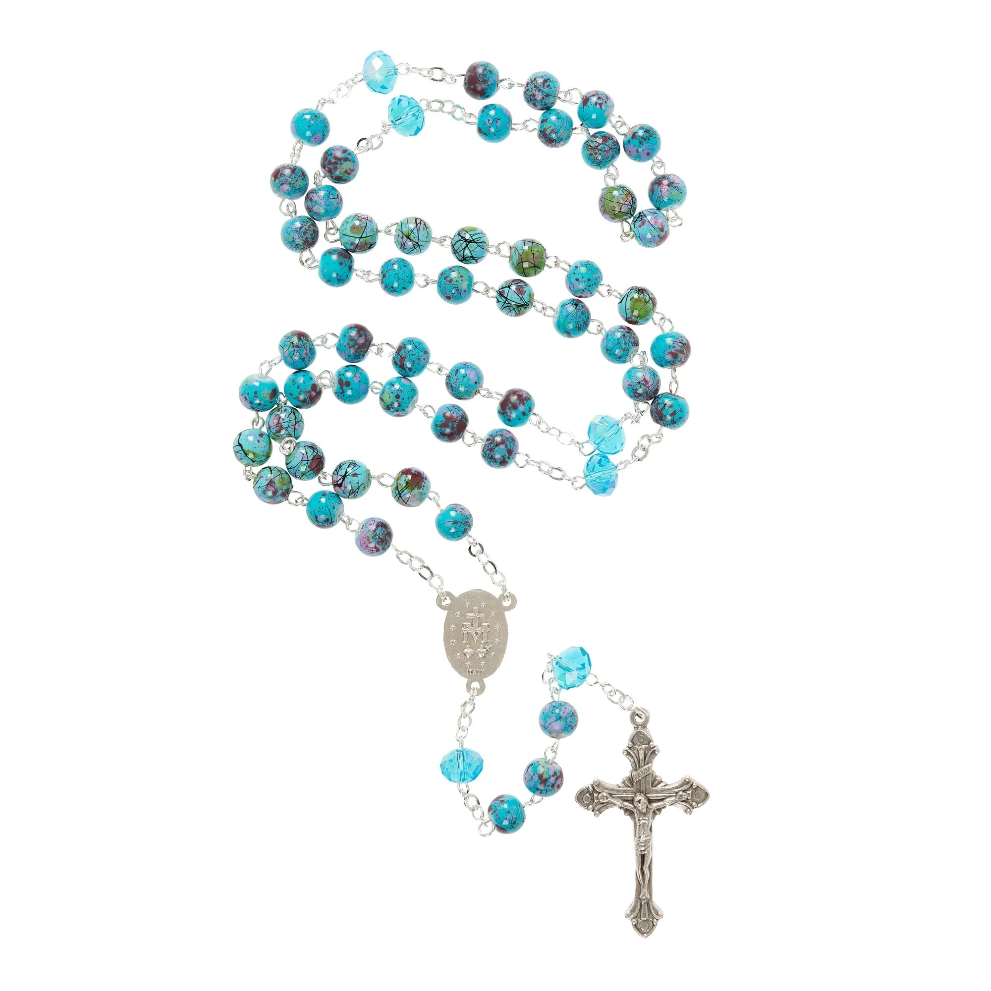 Blue & Purple Marbled Rosary - Image 2