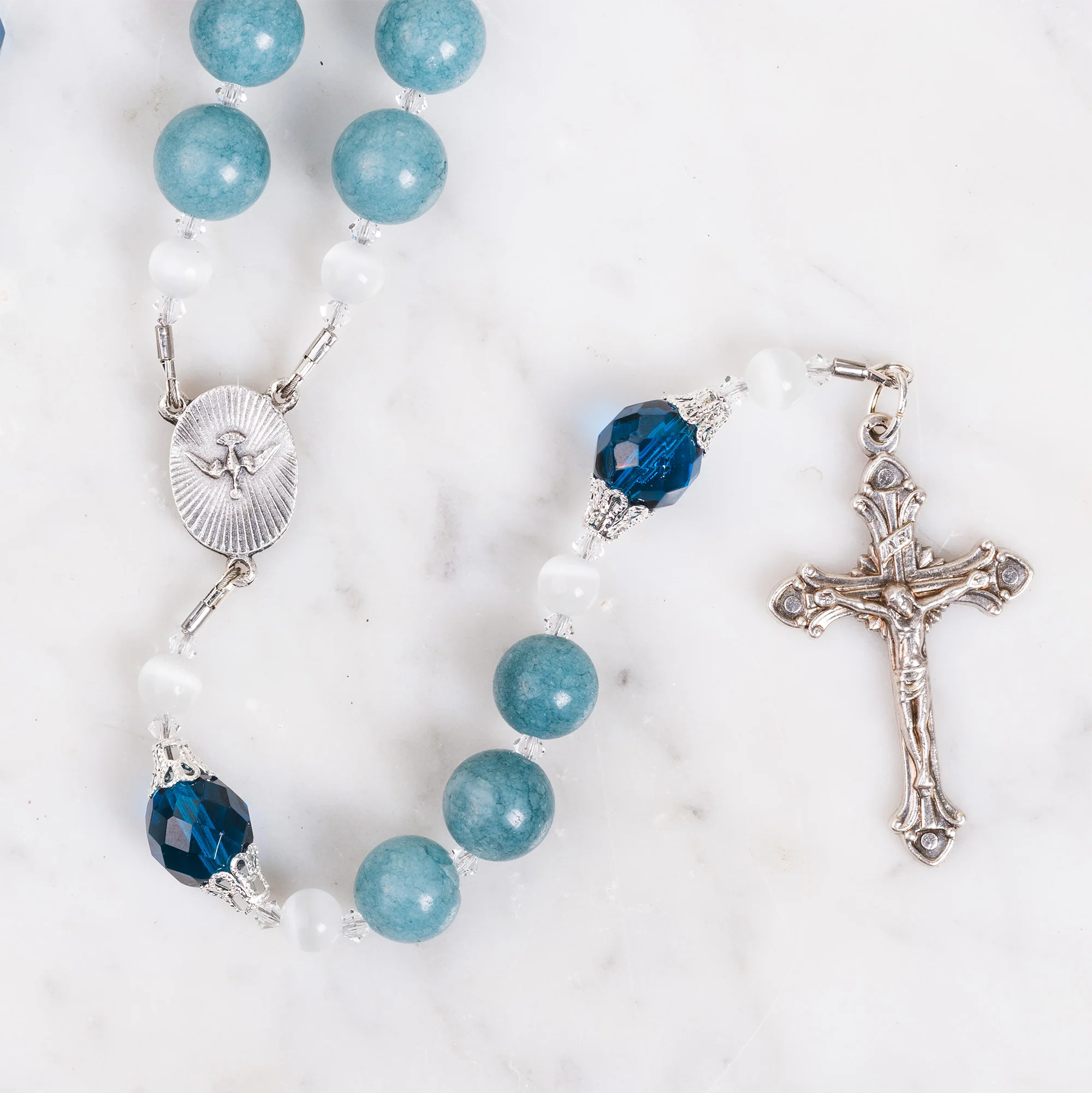 Blue Quartz & Swarovski Crystal Chaplet of Conversion - Image 2