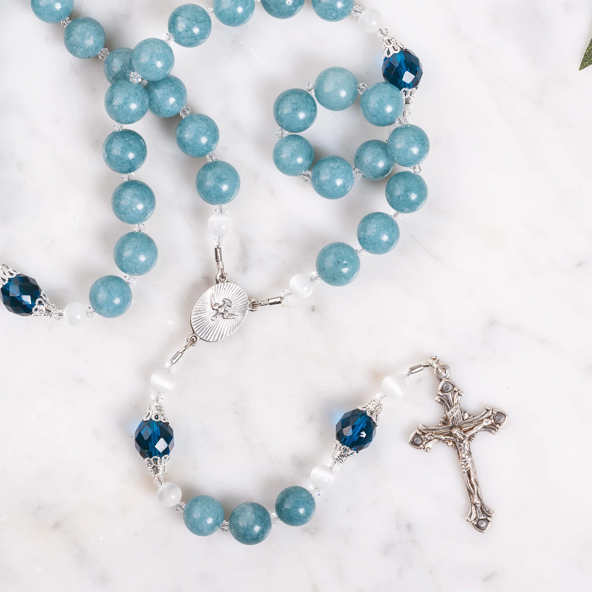 Blue Quartz & Swarovski Crystal Chaplet of Conversion - Image 3