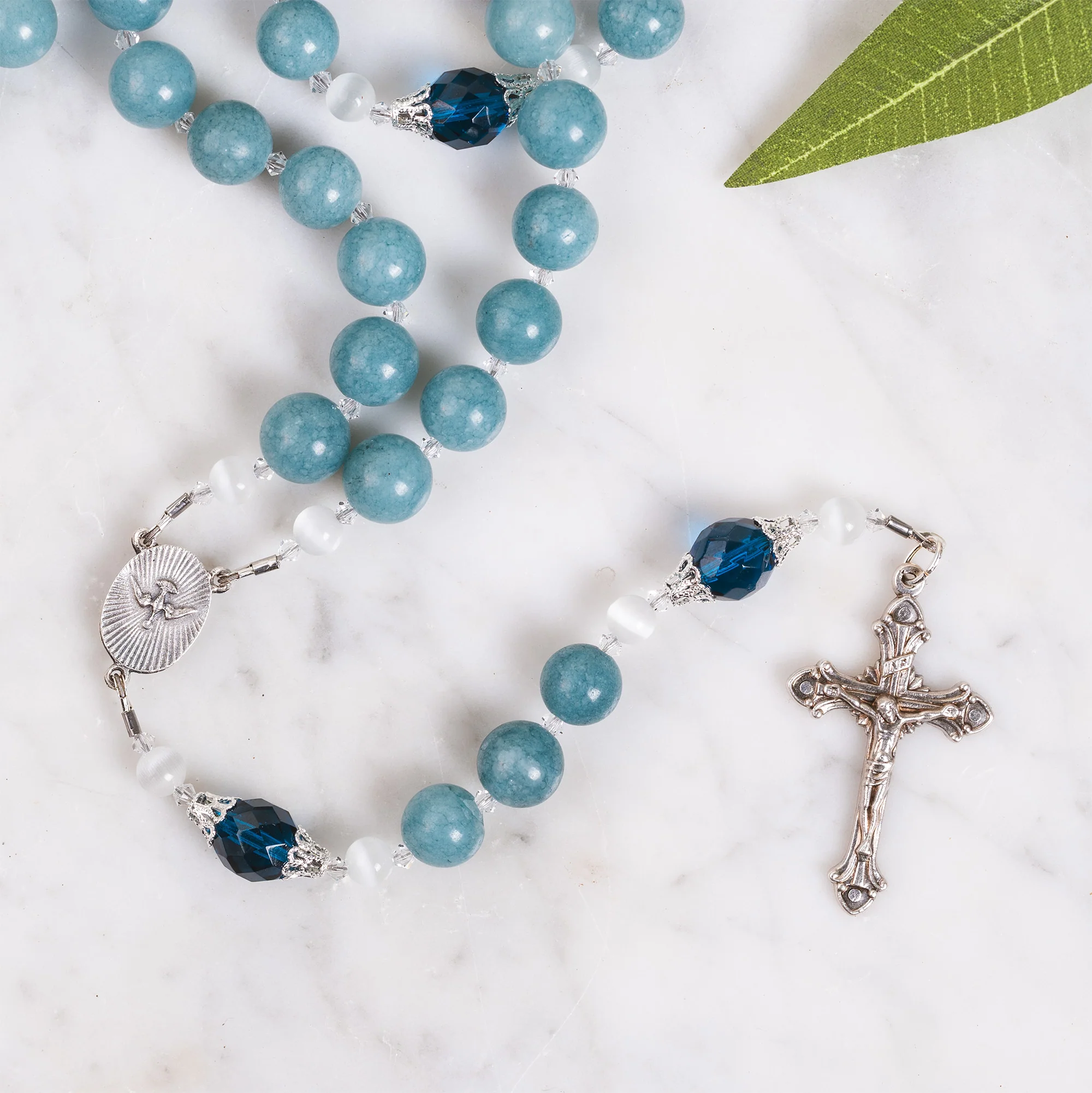 Blue Quartz & Swarovski Crystal Chaplet of Conversion - Image 4