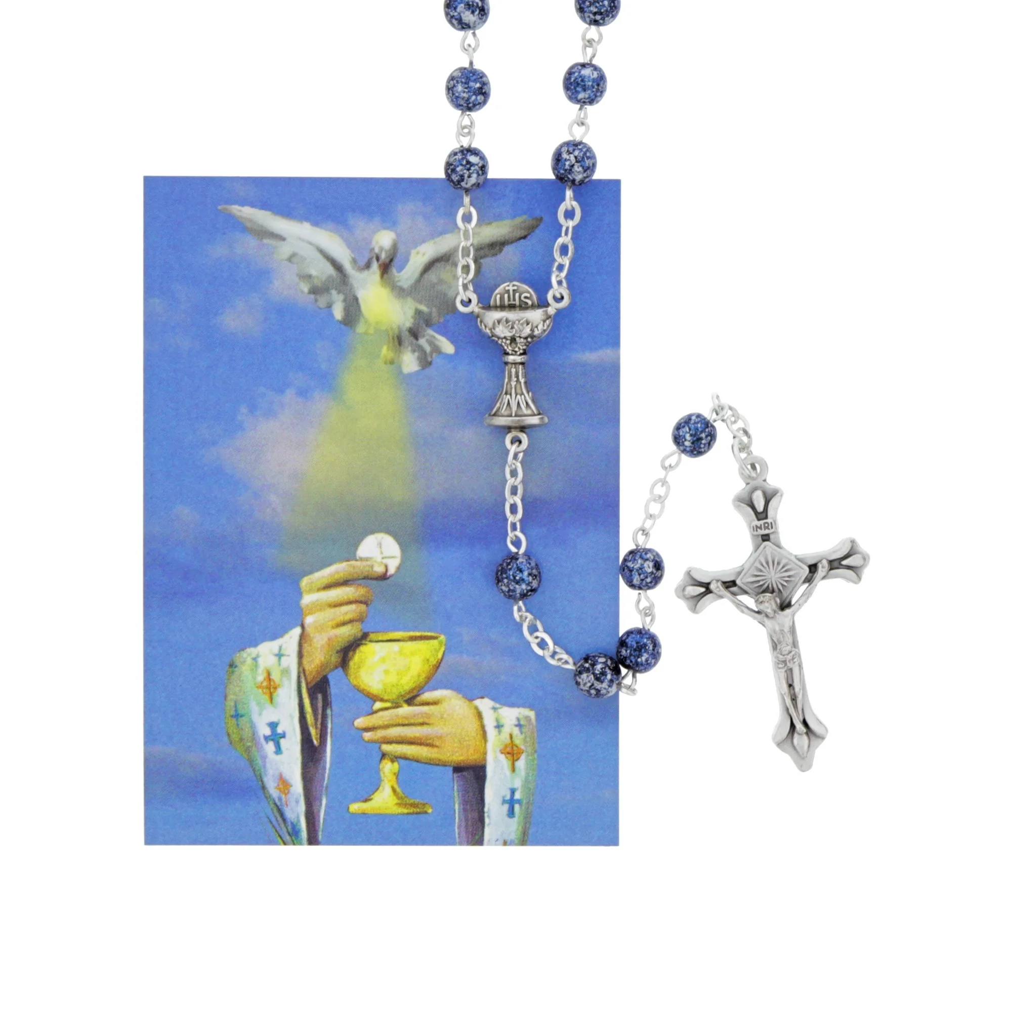 Blue Speckled First Communion Rosary - Image 2