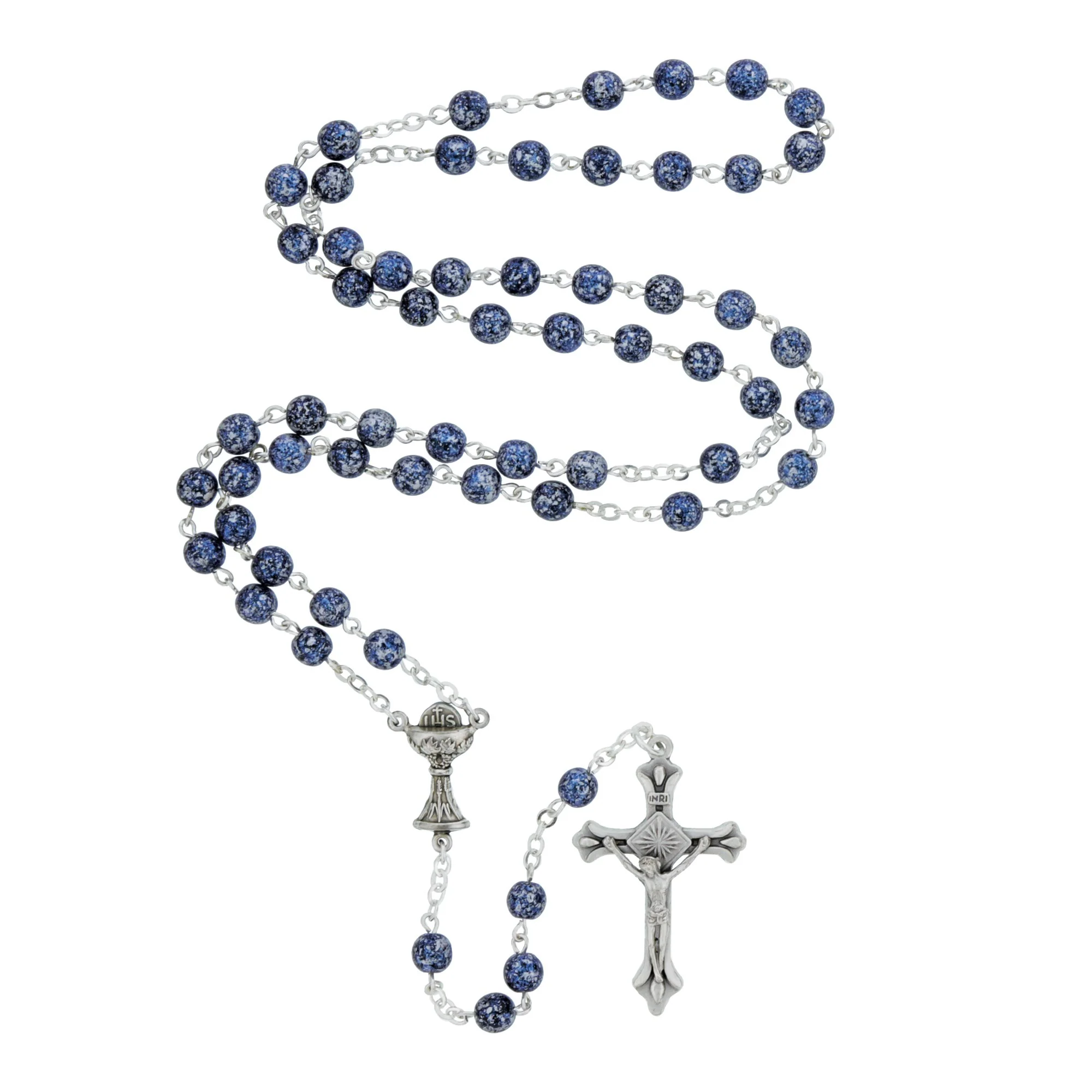 Blue Speckled First Communion Rosary - Image 3