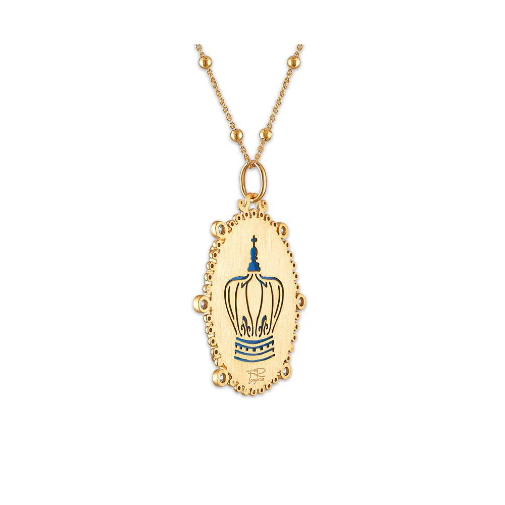 Blue Stone Cameo Our Lady of Guadalupe Necklace - Image 3