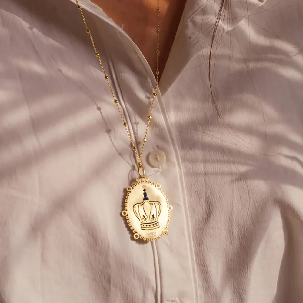 Blue Stone Cameo Our Lady of Guadalupe Necklace - Image 5