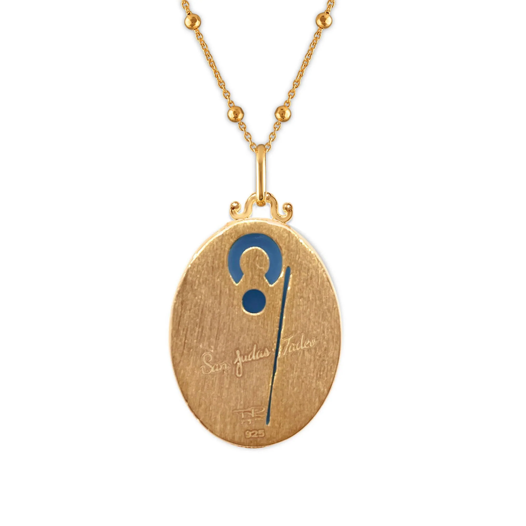 Blue Stone Cameo St. Jude Necklace - Image 2