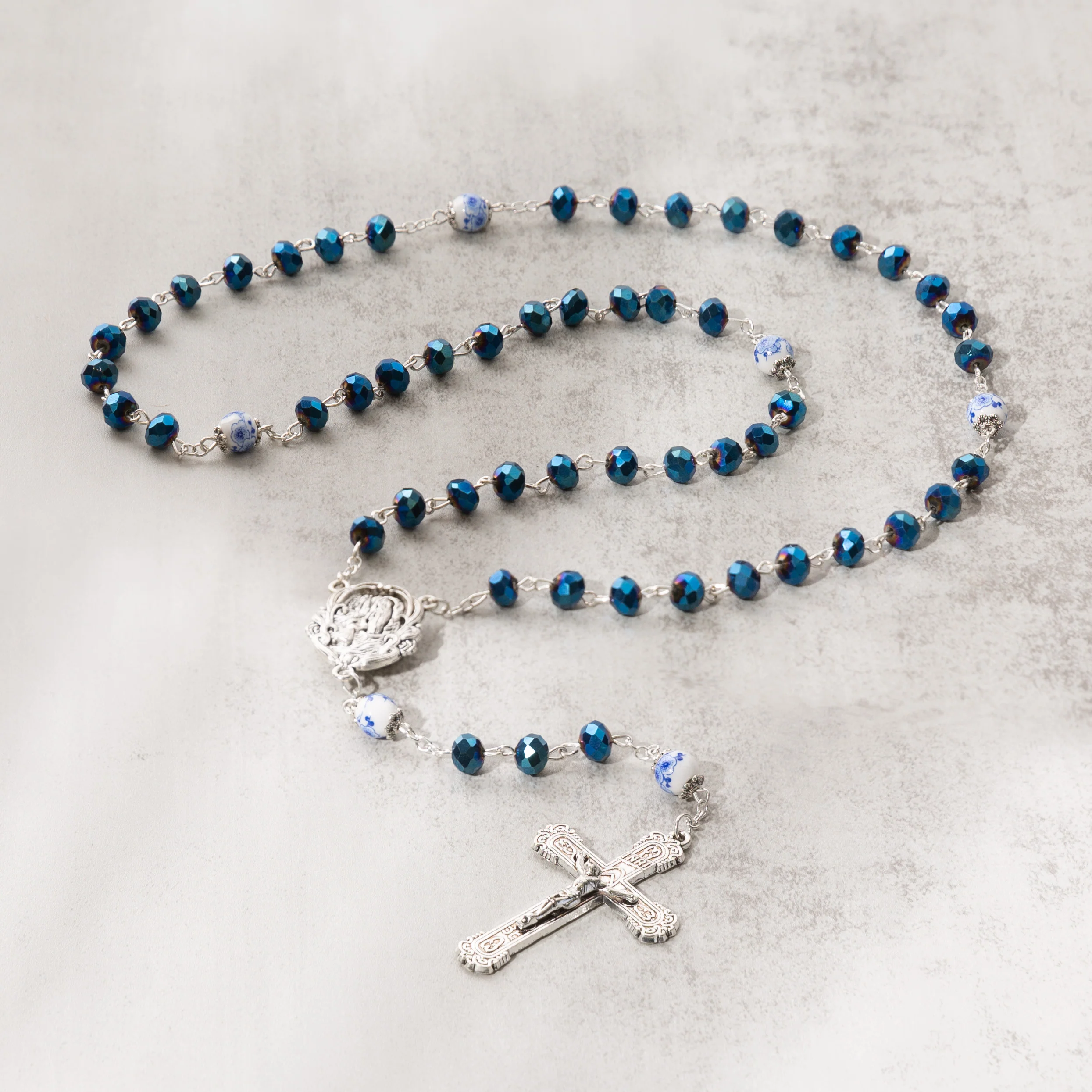 Blue Sunburst Lourdes Water Rosary - Image 3