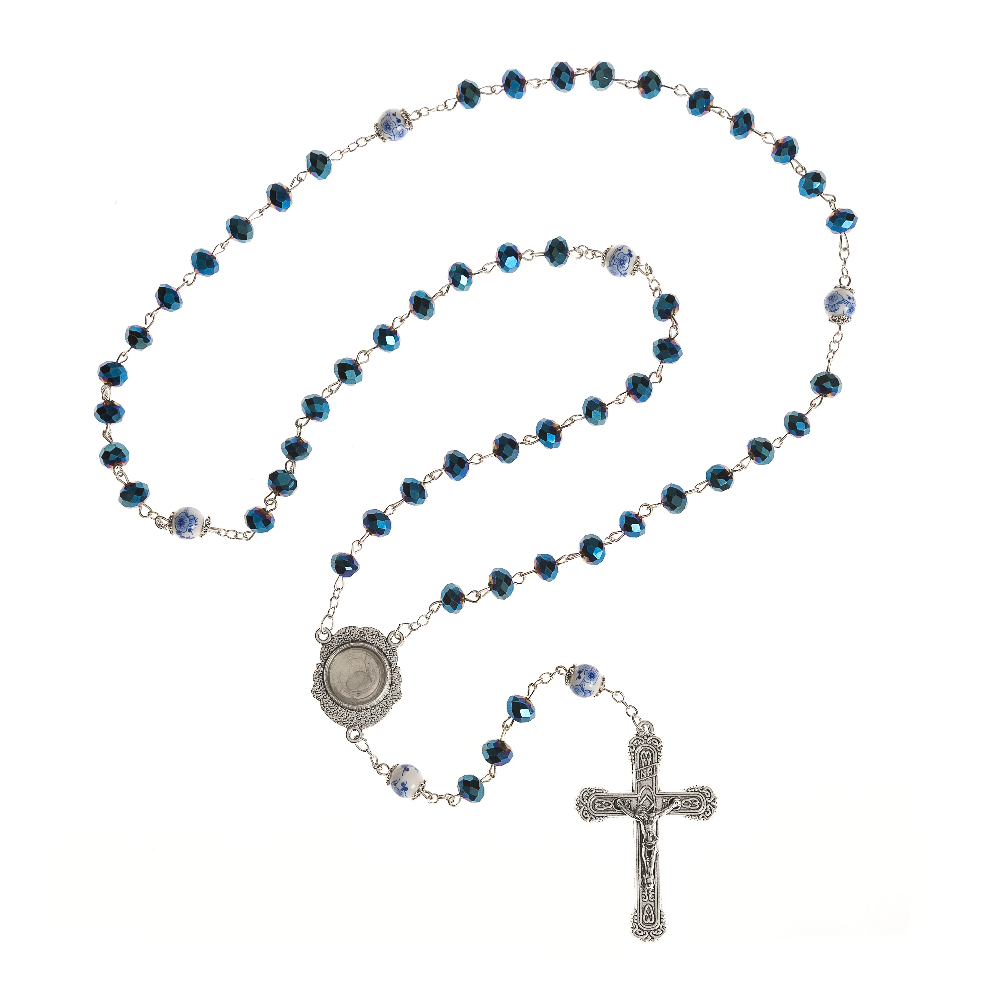 Blue Sunburst Lourdes Water Rosary - Image 4