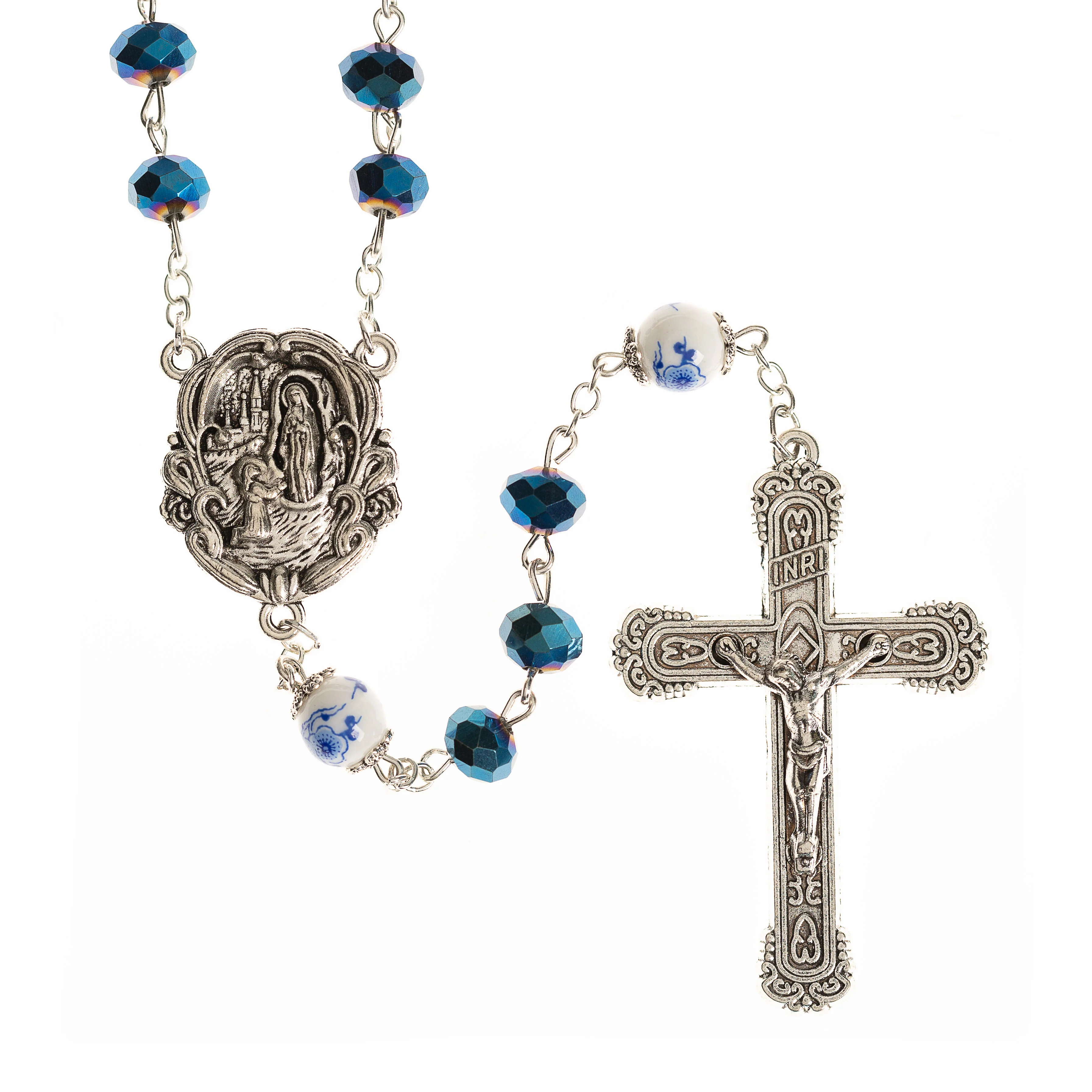 Blue Sunburst Lourdes Water Rosary - Image 5