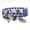 Blue Swarovski Scapular Full Rosary Wrap Bracelet - Image 3