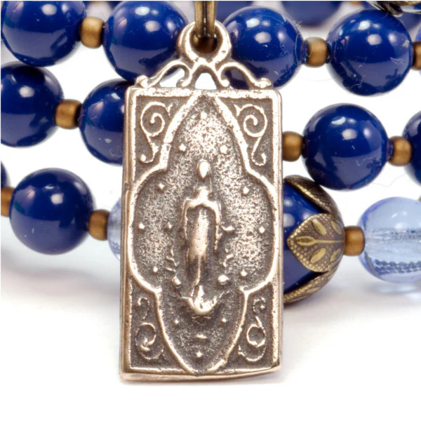 Blue Swarovski Scapular Full Rosary Wrap Bracelet - Image 7