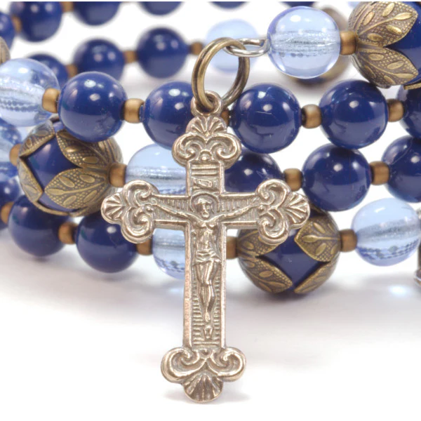 Blue Swarovski Scapular Full Rosary Wrap Bracelet - Image 9