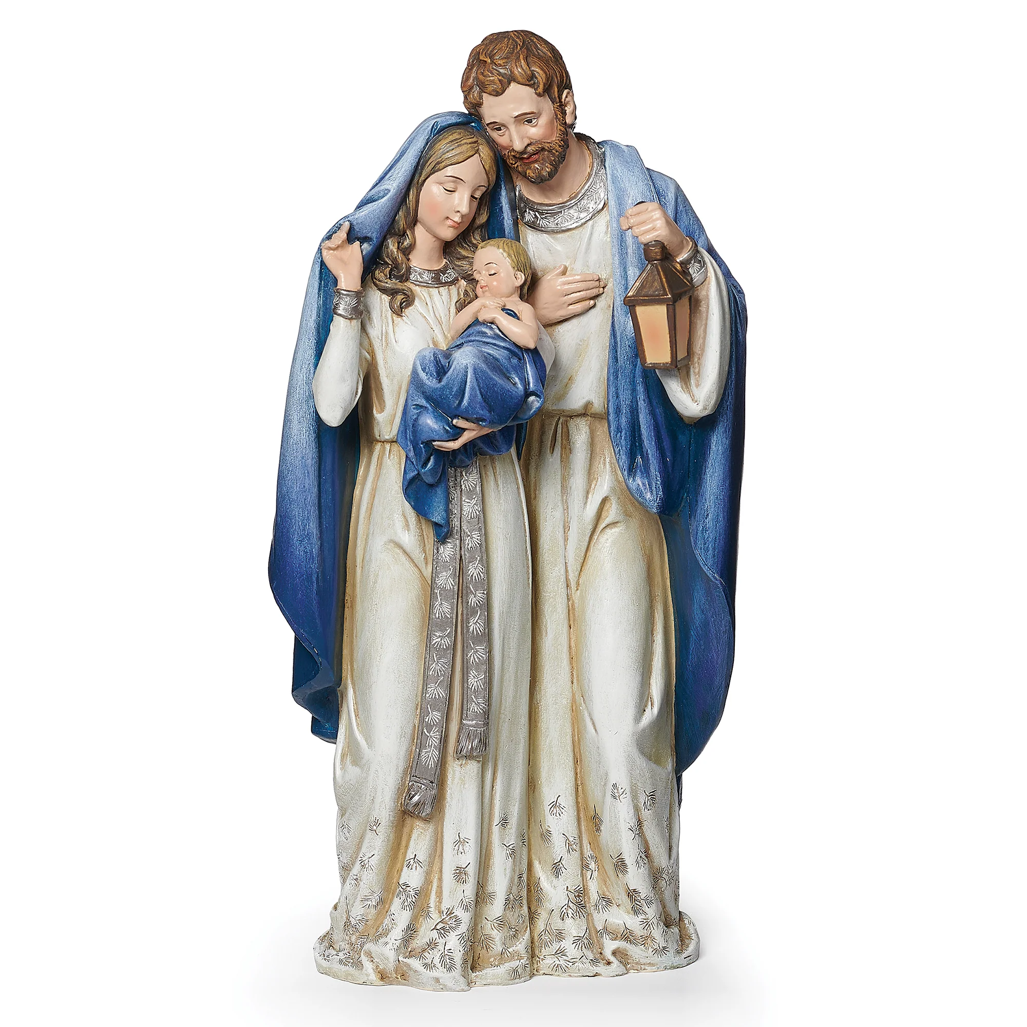Blue & White Jeweled One Piece Nativity - 12.7"