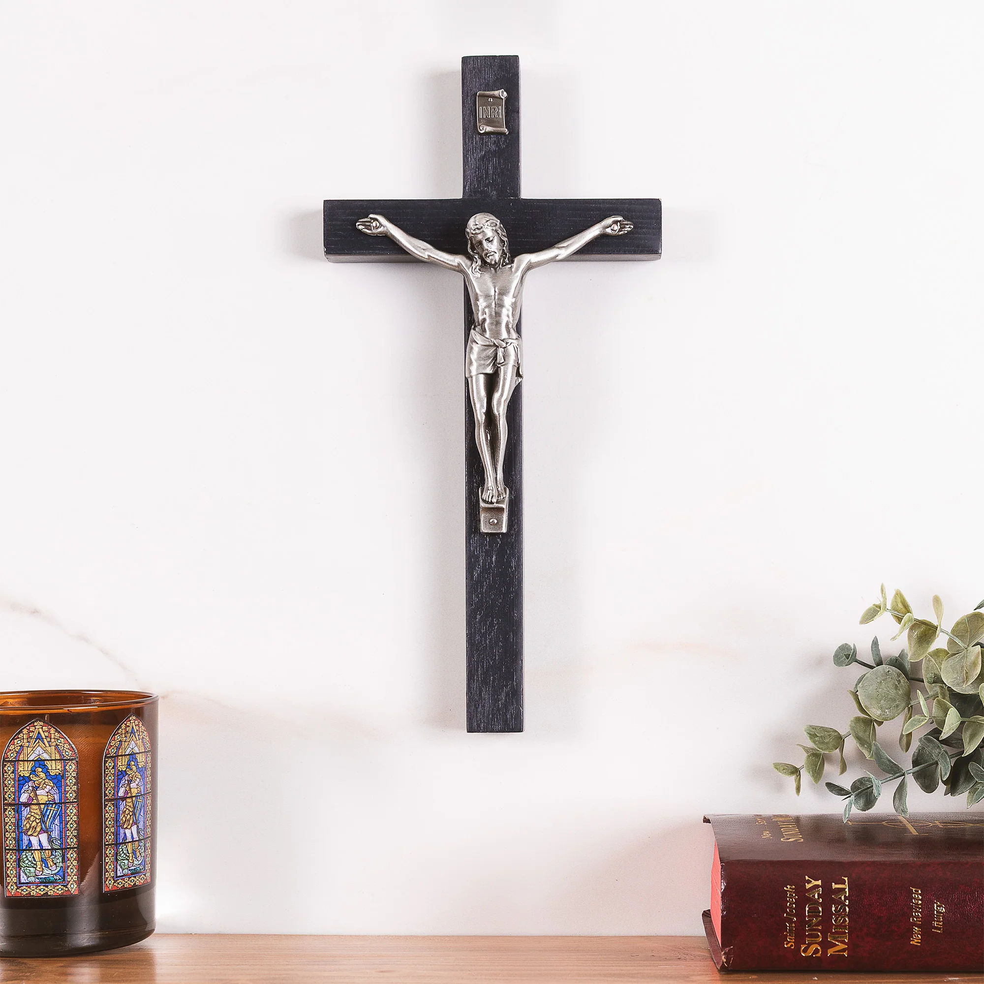 Blue Wood Crucifix - Image 2