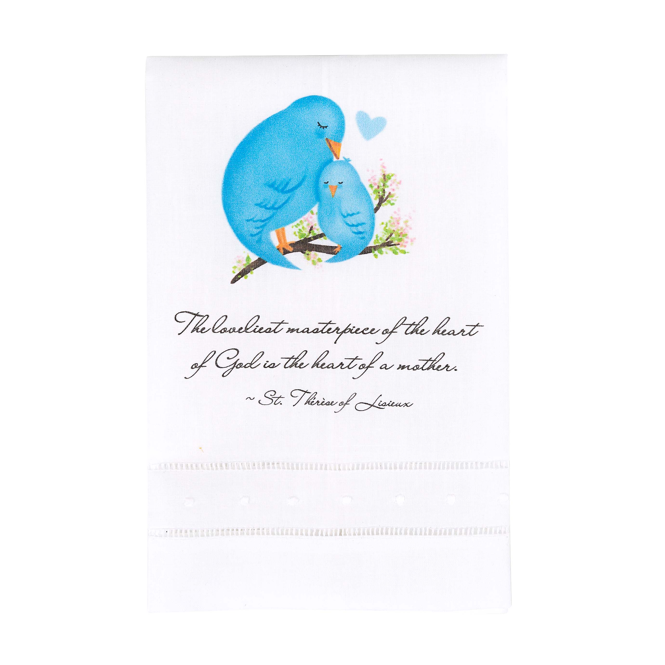Bluebirds Heart of a Mother Linen Guest Towel - Image 2