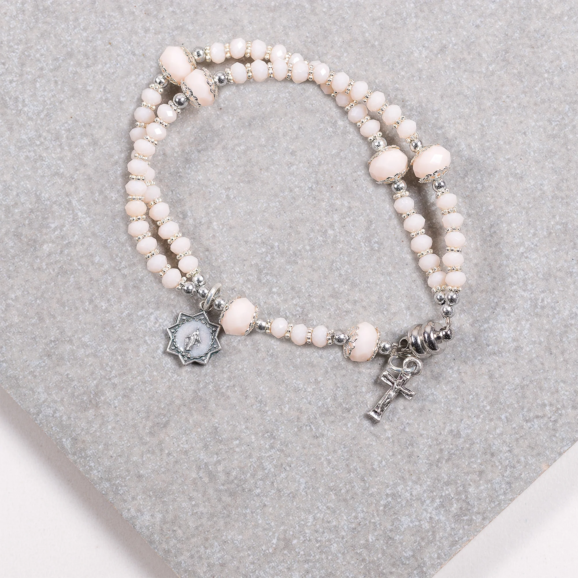 Blush Pink Full Rosary Bracelet - Image 3