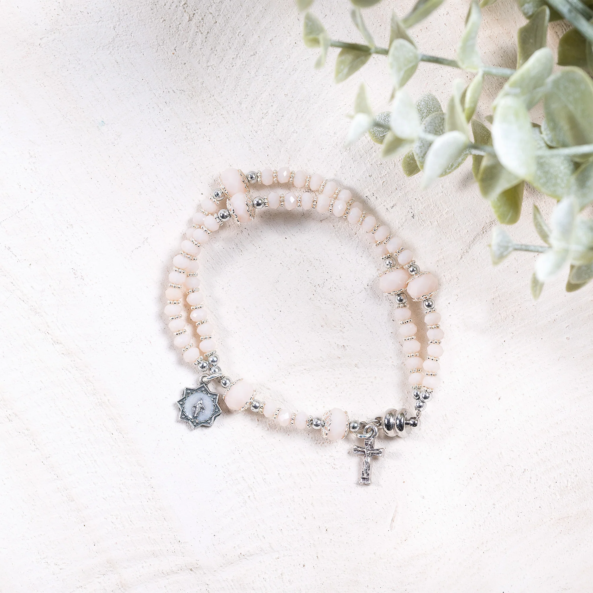 Blush Pink Full Rosary Bracelet - Image 5