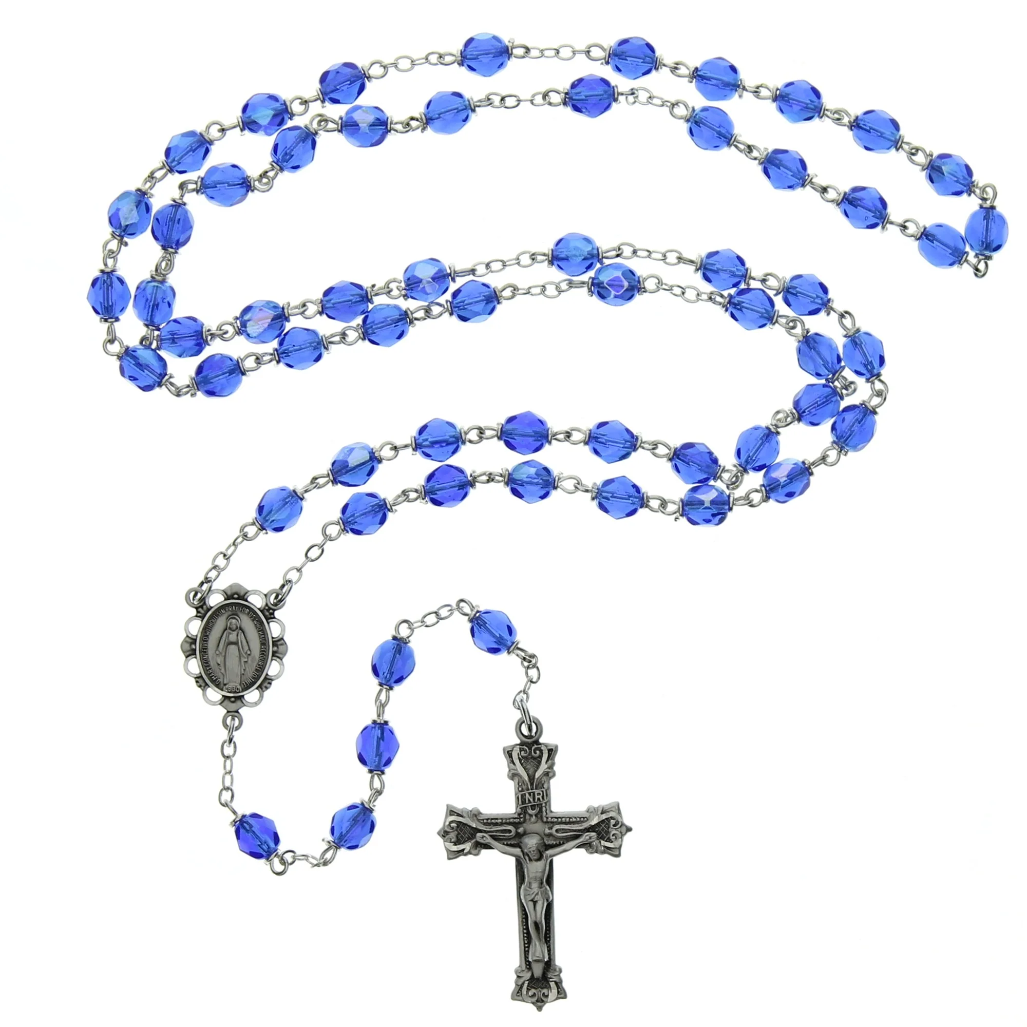 Bohemian Glass Birthstone Rosary - Sapphire / September - Image 4