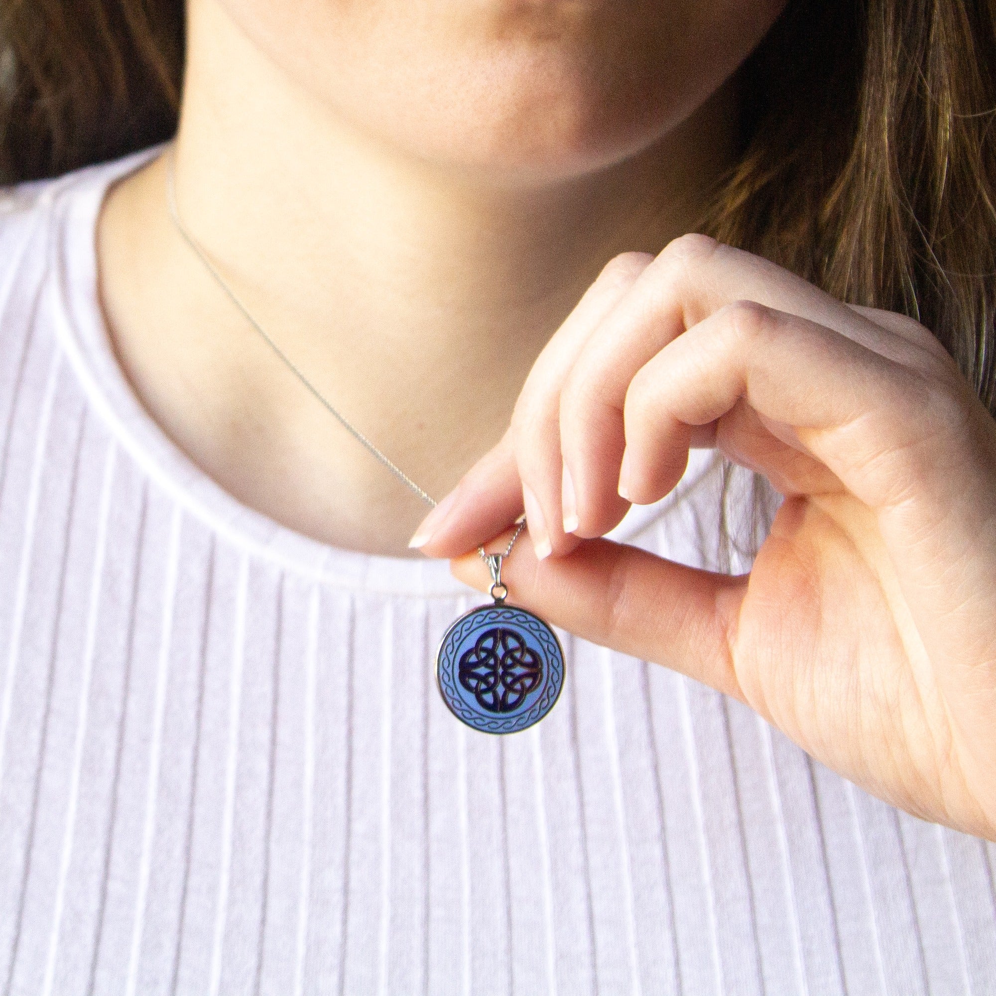 Book of Kells Blue Trinity Knot Necklace - Image 2