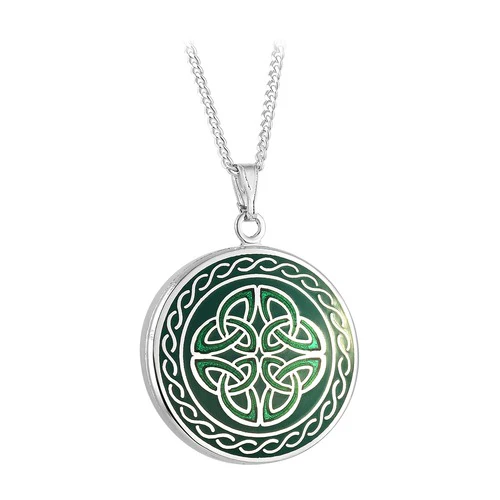 Book of Kells Green Trinity Knot Jewelry Set – Necklace & Earrings - Image 2