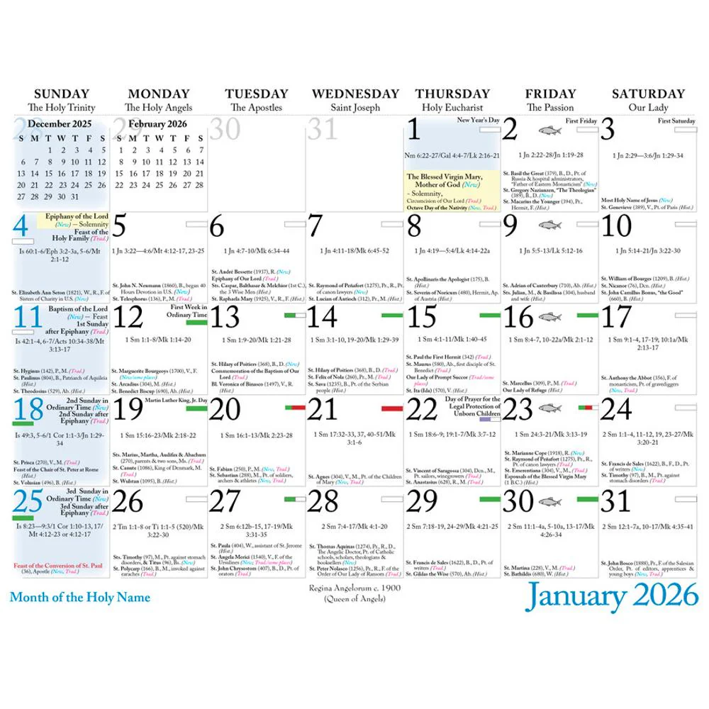 Bouguereau Catholic Wall Calendar - Image 2