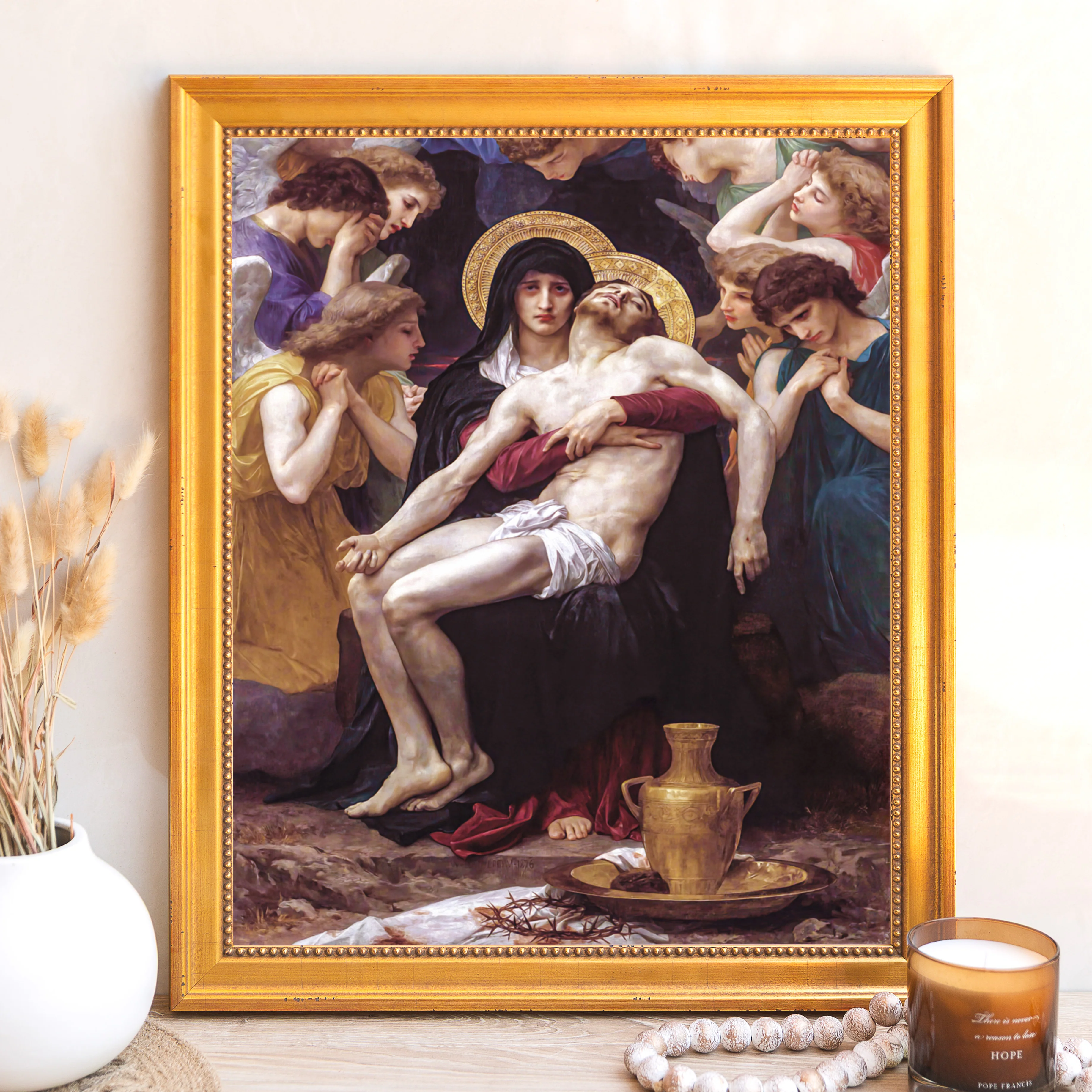 Bouguereau's Pieta Framed Canvas - Sacred Signature Collection
