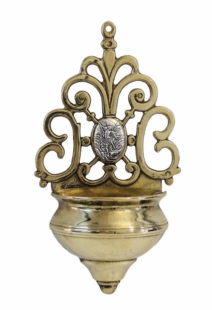 Brass & Pewter St. Michael Holy Water Font