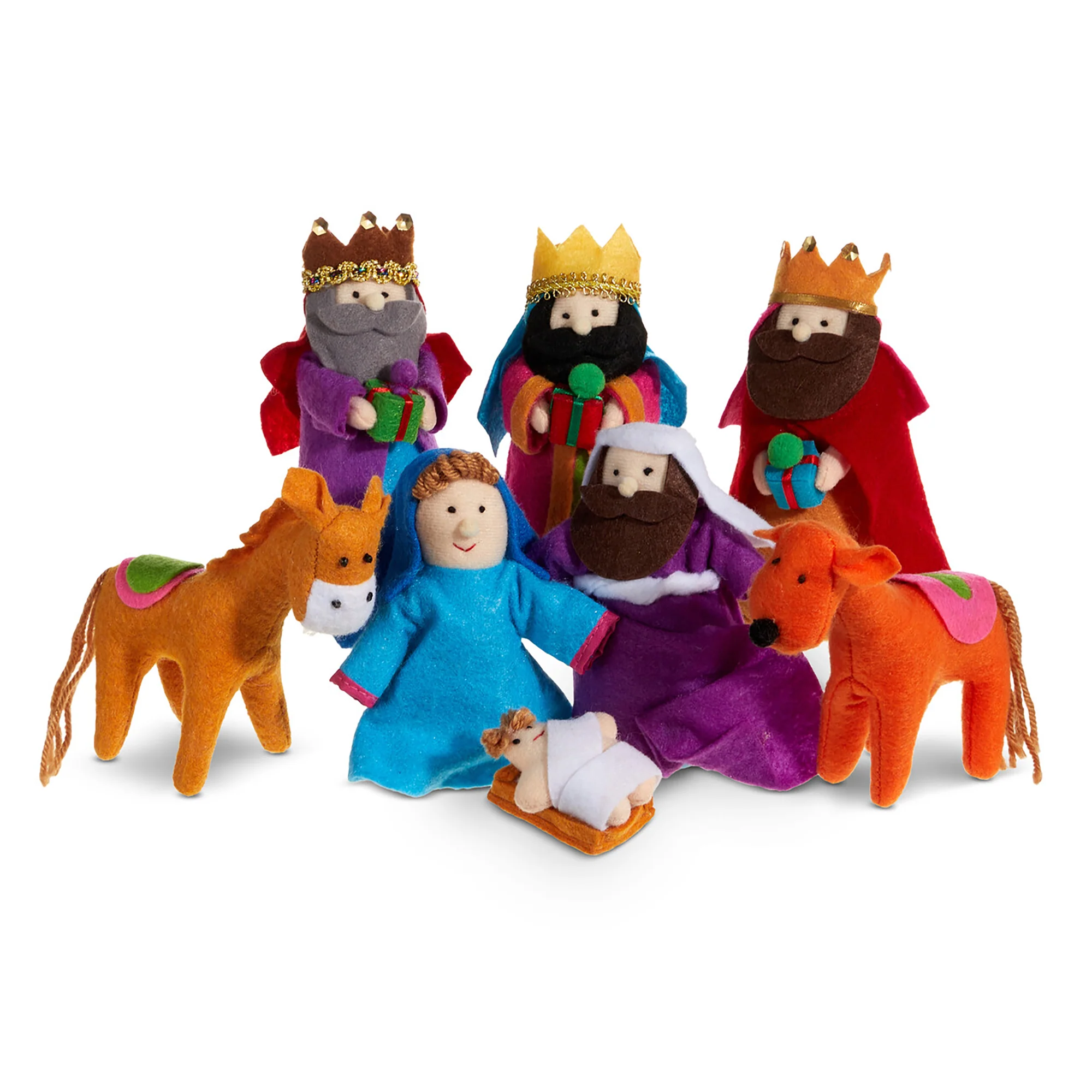 Brightly Colored Felt Nativity Set - 8 Pieces - Image 3