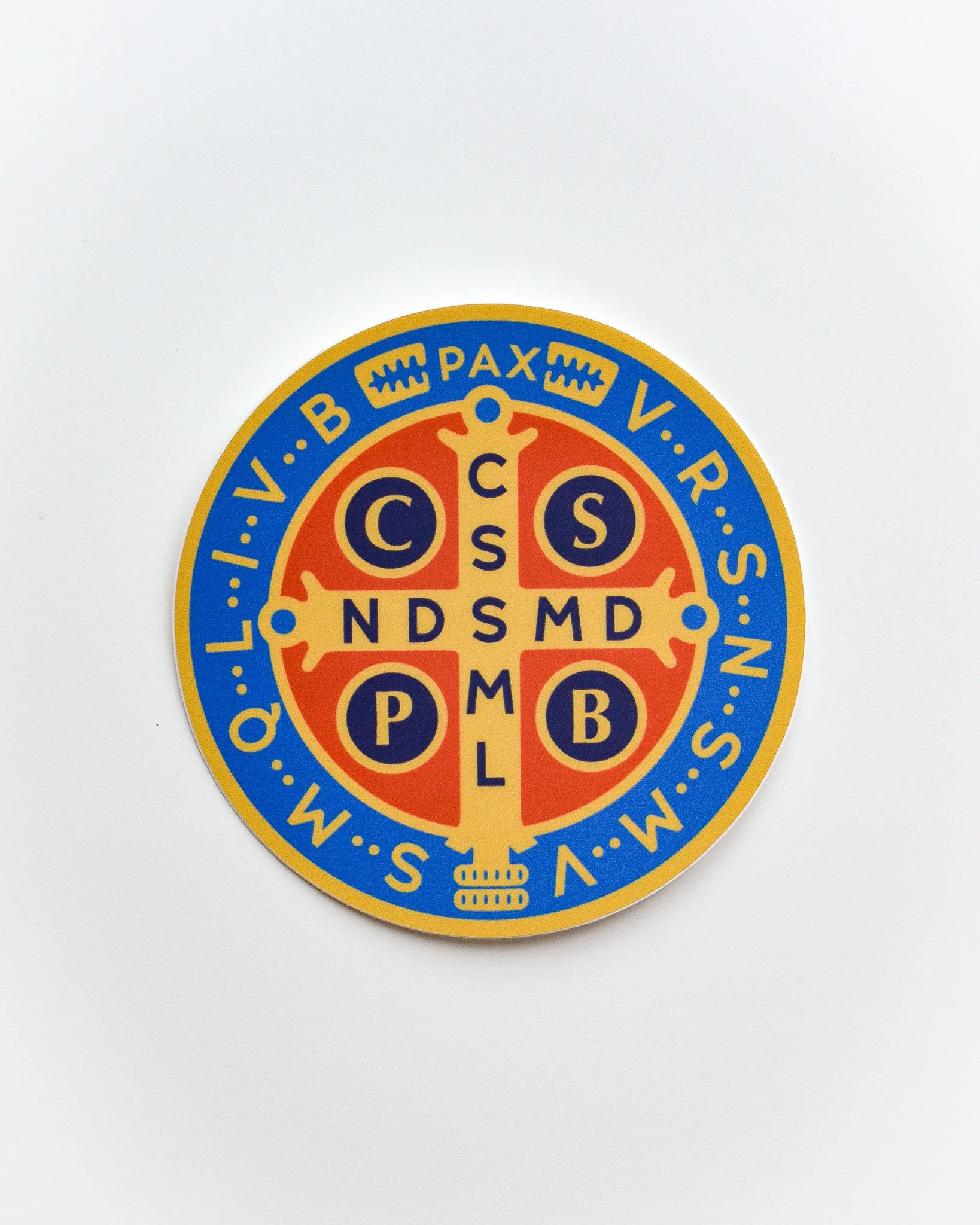 Brightly Colored St. Benedict Vinyl Sticker - Image 2