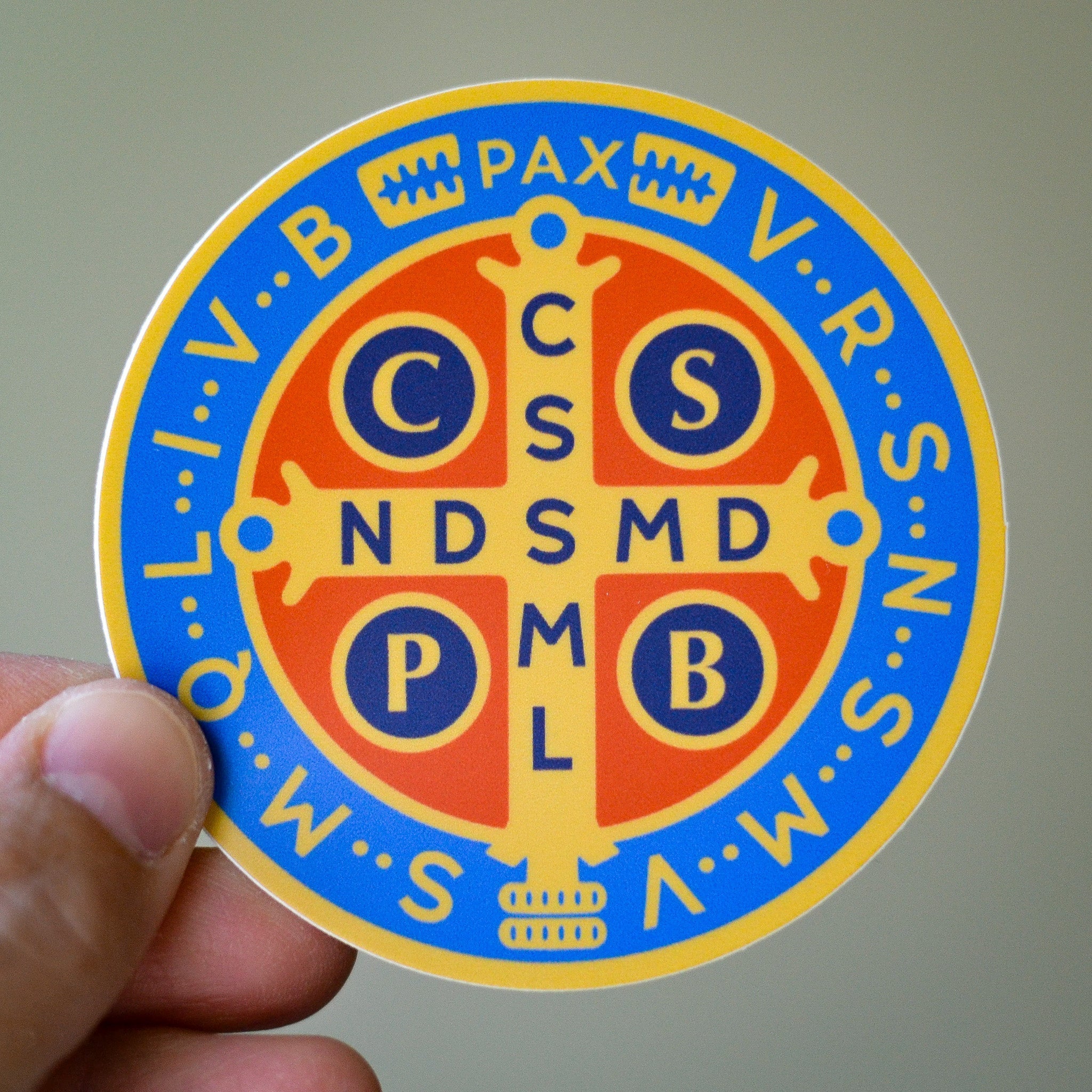 Brightly Colored St. Benedict Vinyl Sticker - Image 5