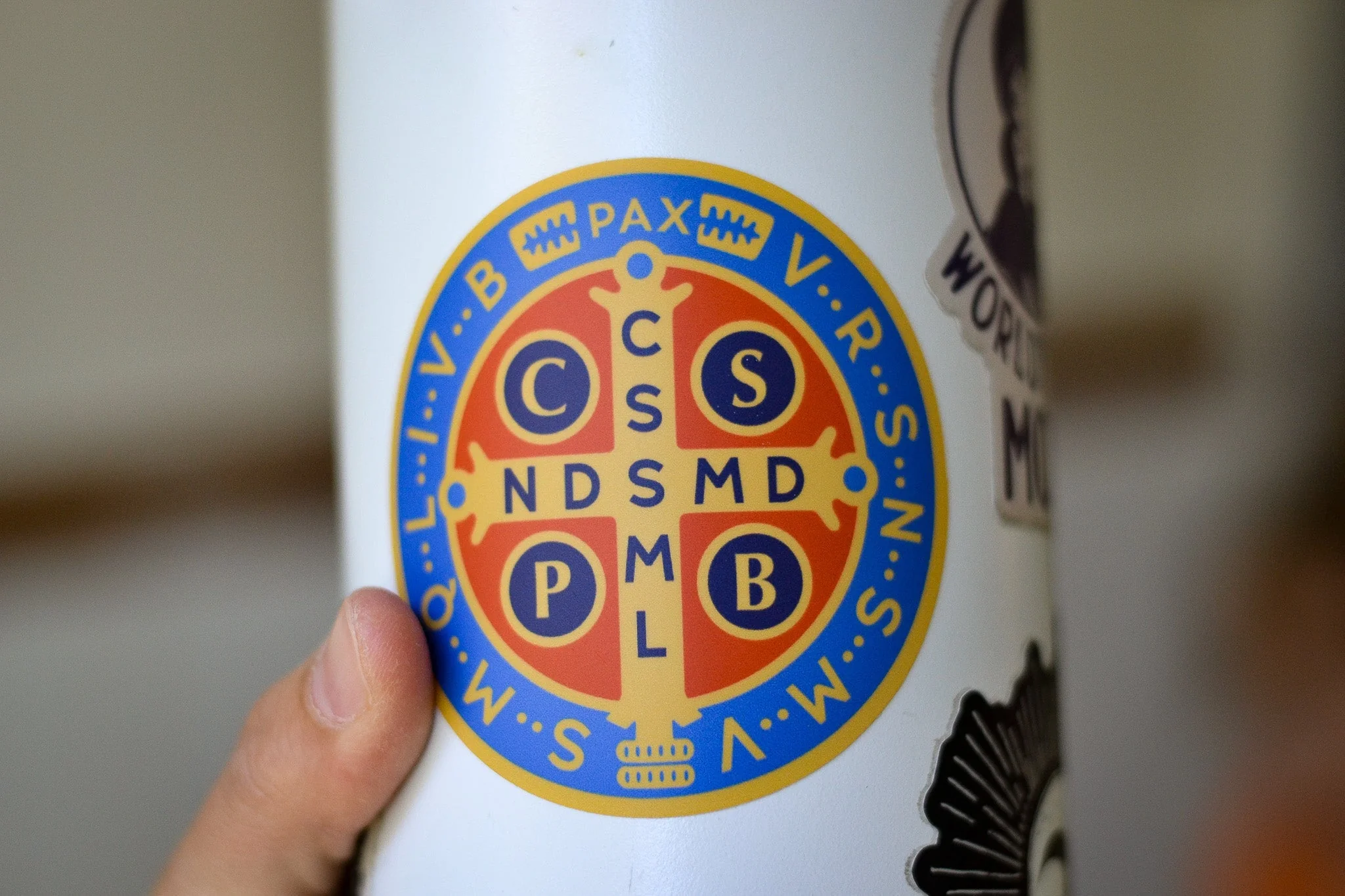 Brightly Colored St. Benedict Vinyl Sticker - Image 6