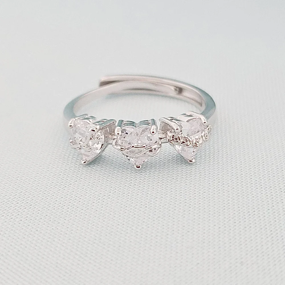Brilliant Gemstone Three Hearts Ring