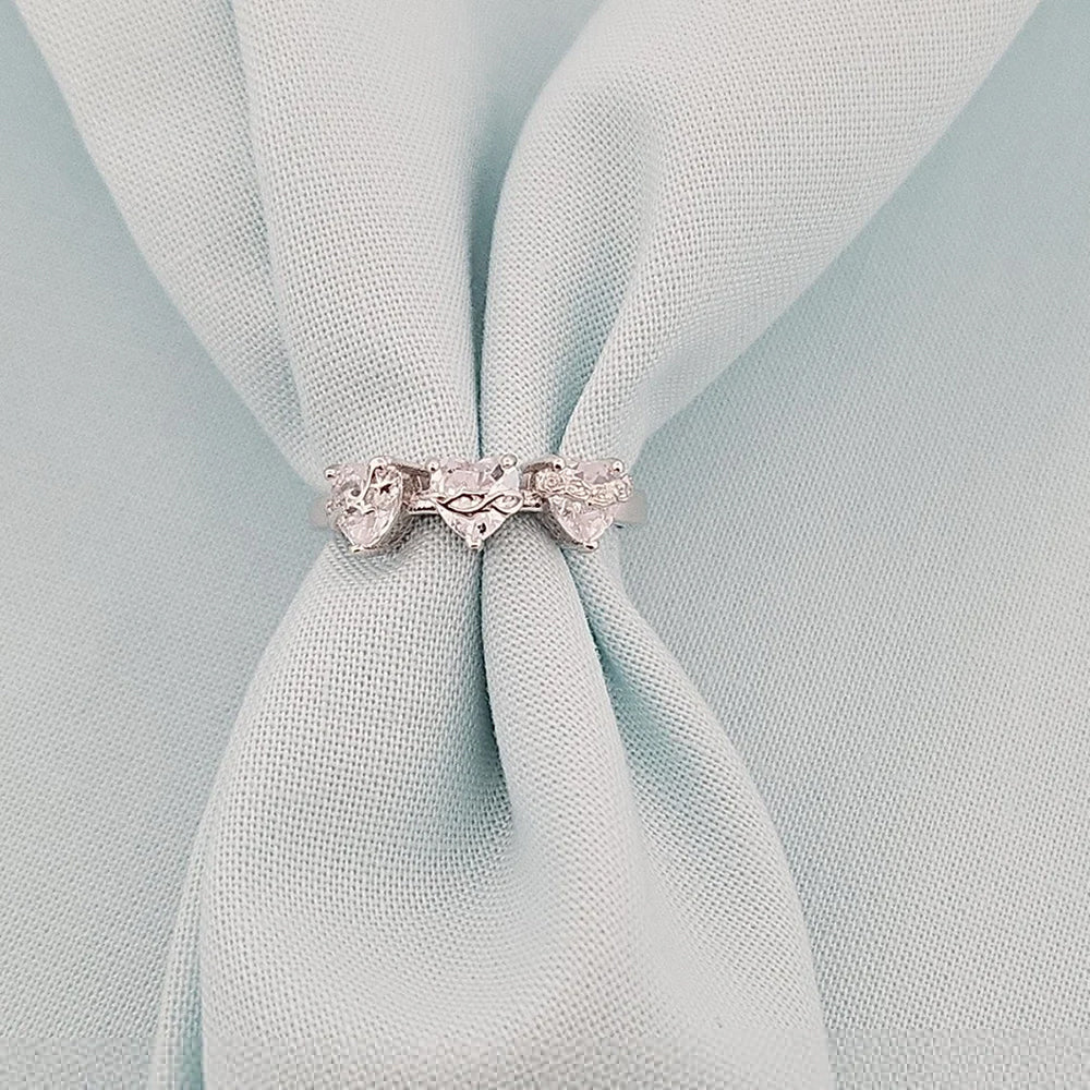 Brilliant Gemstone Three Hearts Ring - Image 2