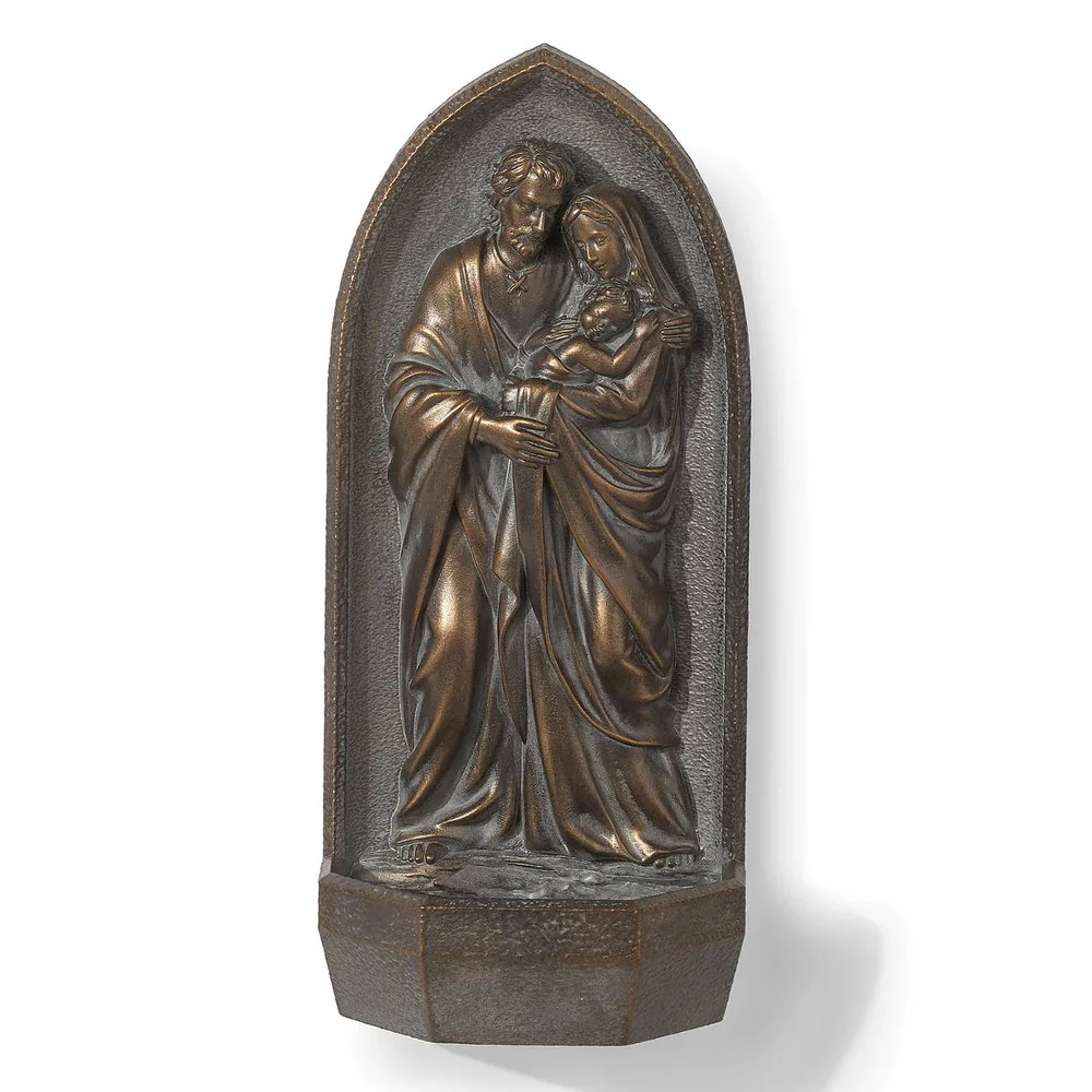 Bronze Finish Holy Family Holy Water Font - 8"