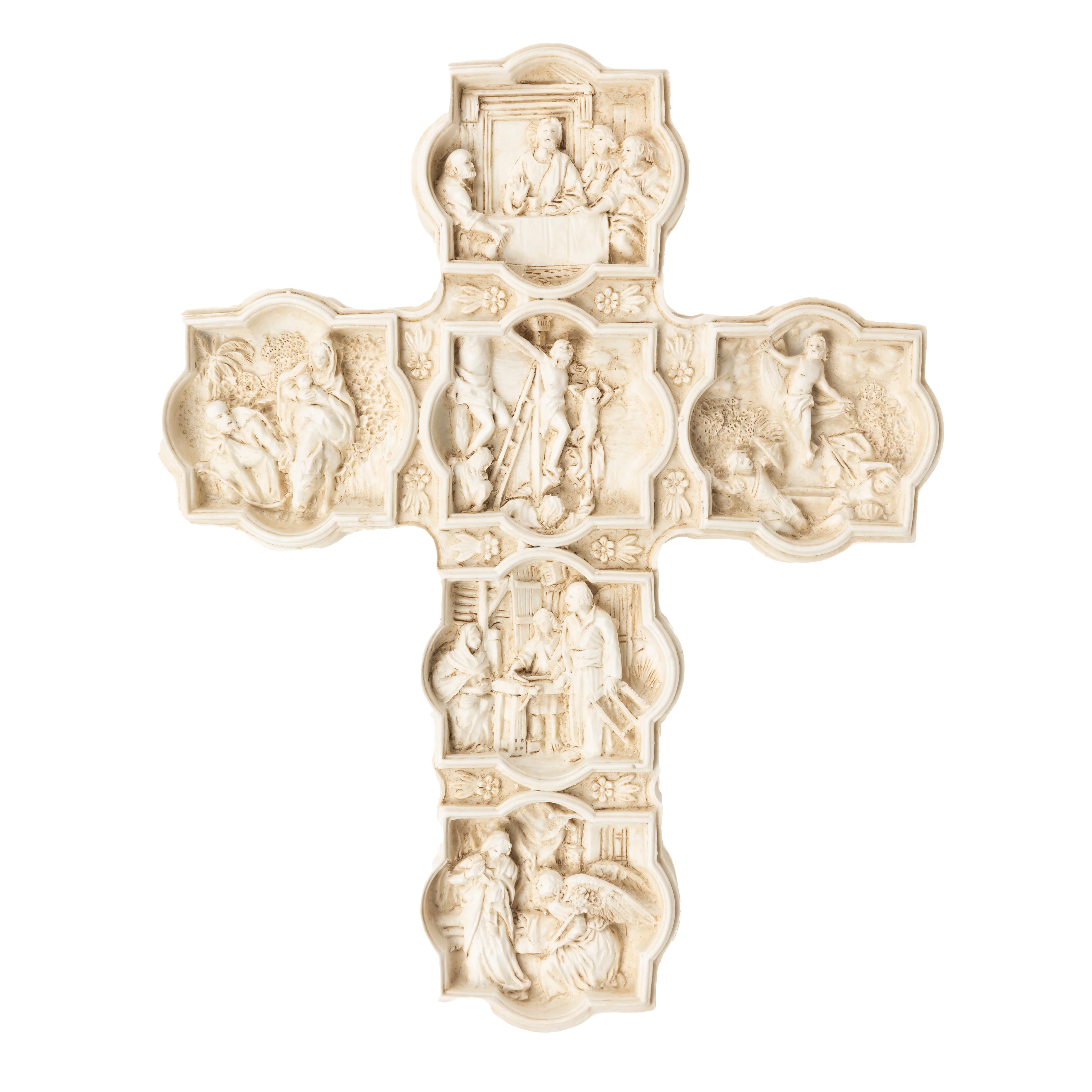 Bronze or Ivory Finish Life of Christ Wall Cross - 11"